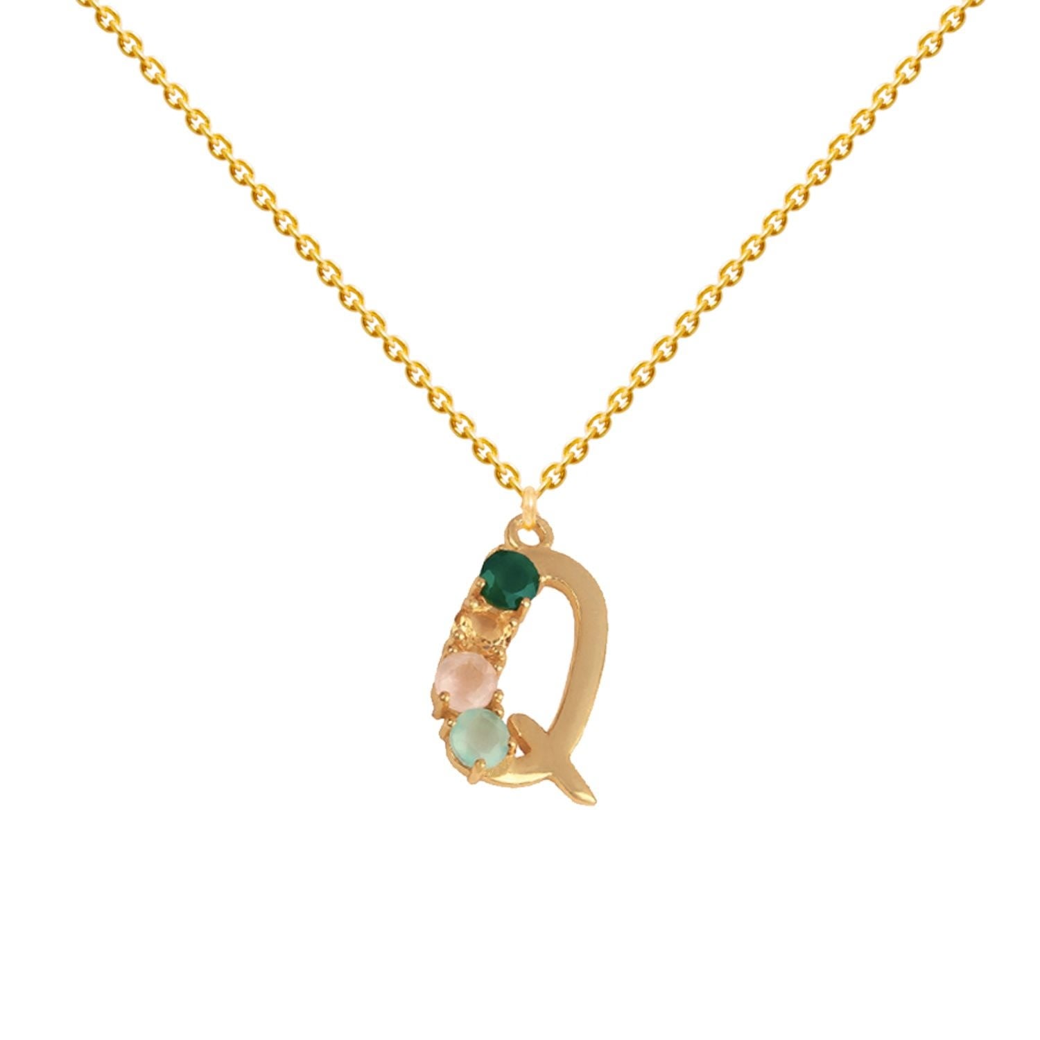 Multicolored Initial Q Necklace