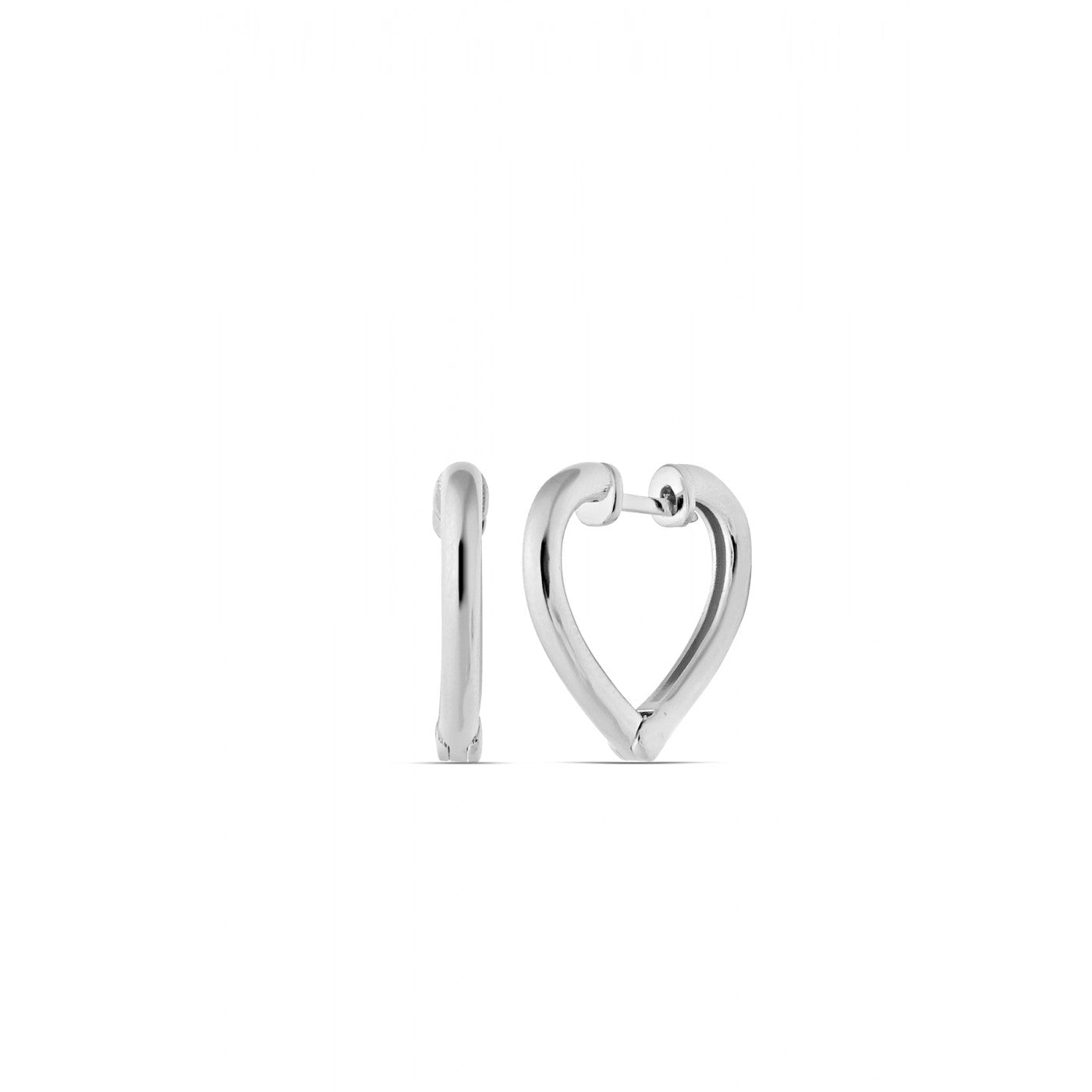 Sterling Silver Heart Hoop Earring - Silver