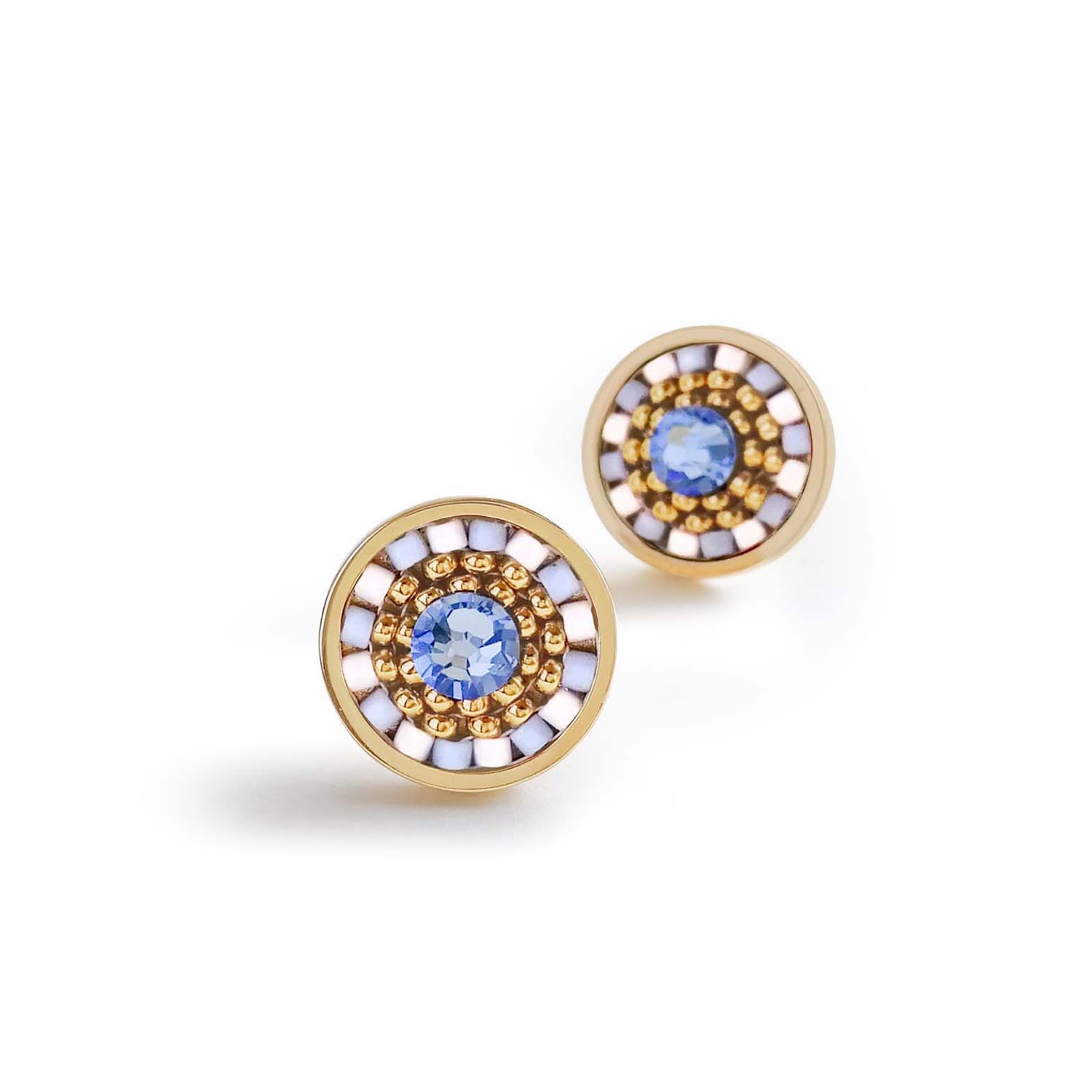 Striped Medallion Stud Earrings - Mist