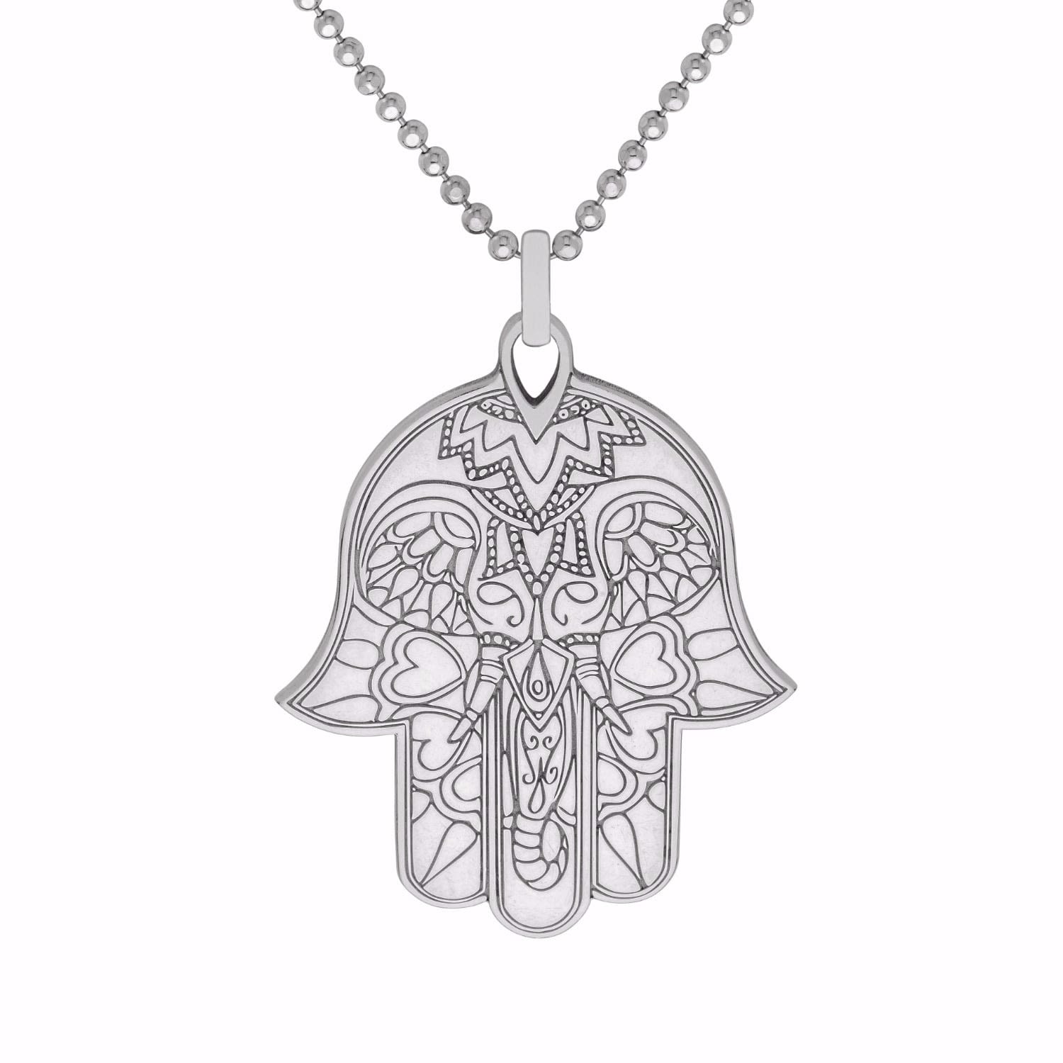 Small Silver Hamsa Hand Pendant Necklace
