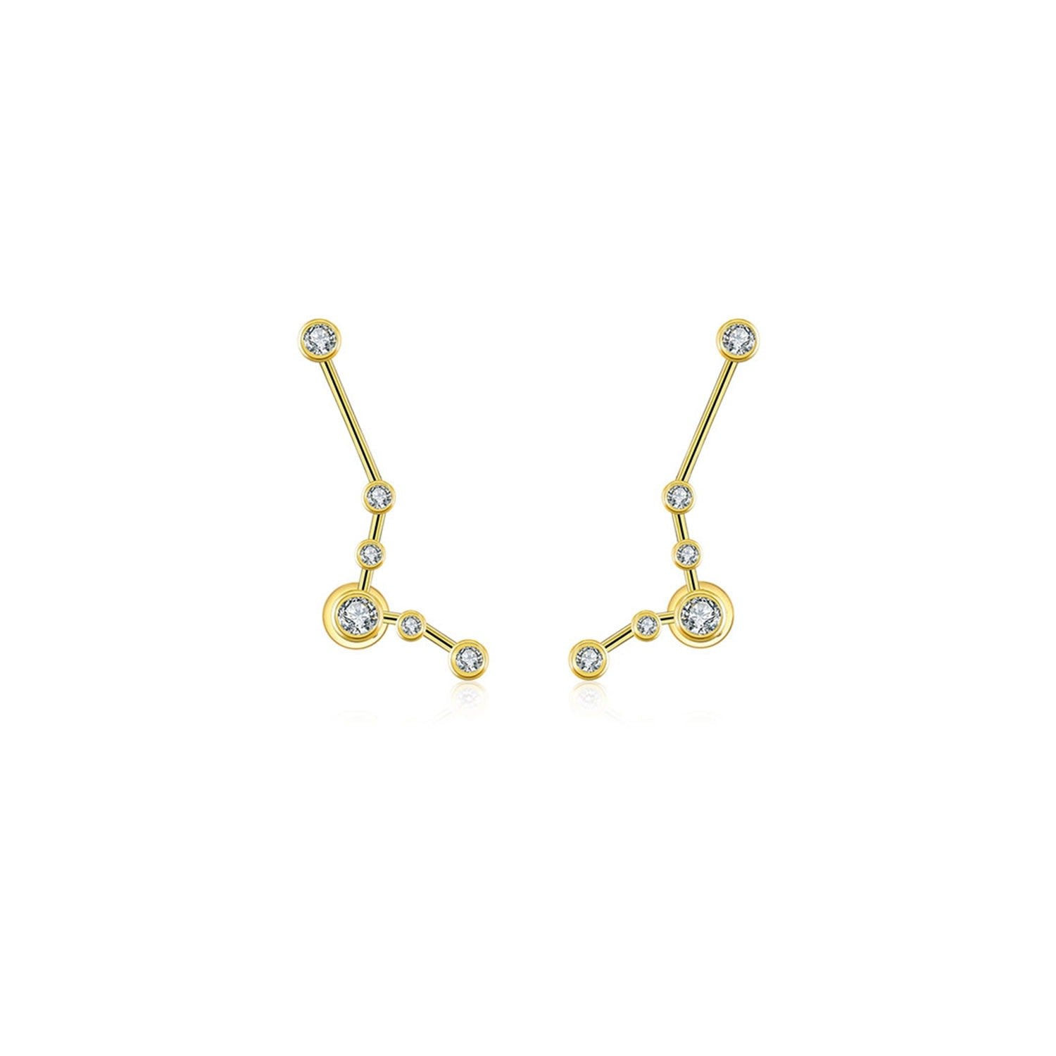 Pisces Zodiac Constellation Earring 18K Yellow Gold & Diamond