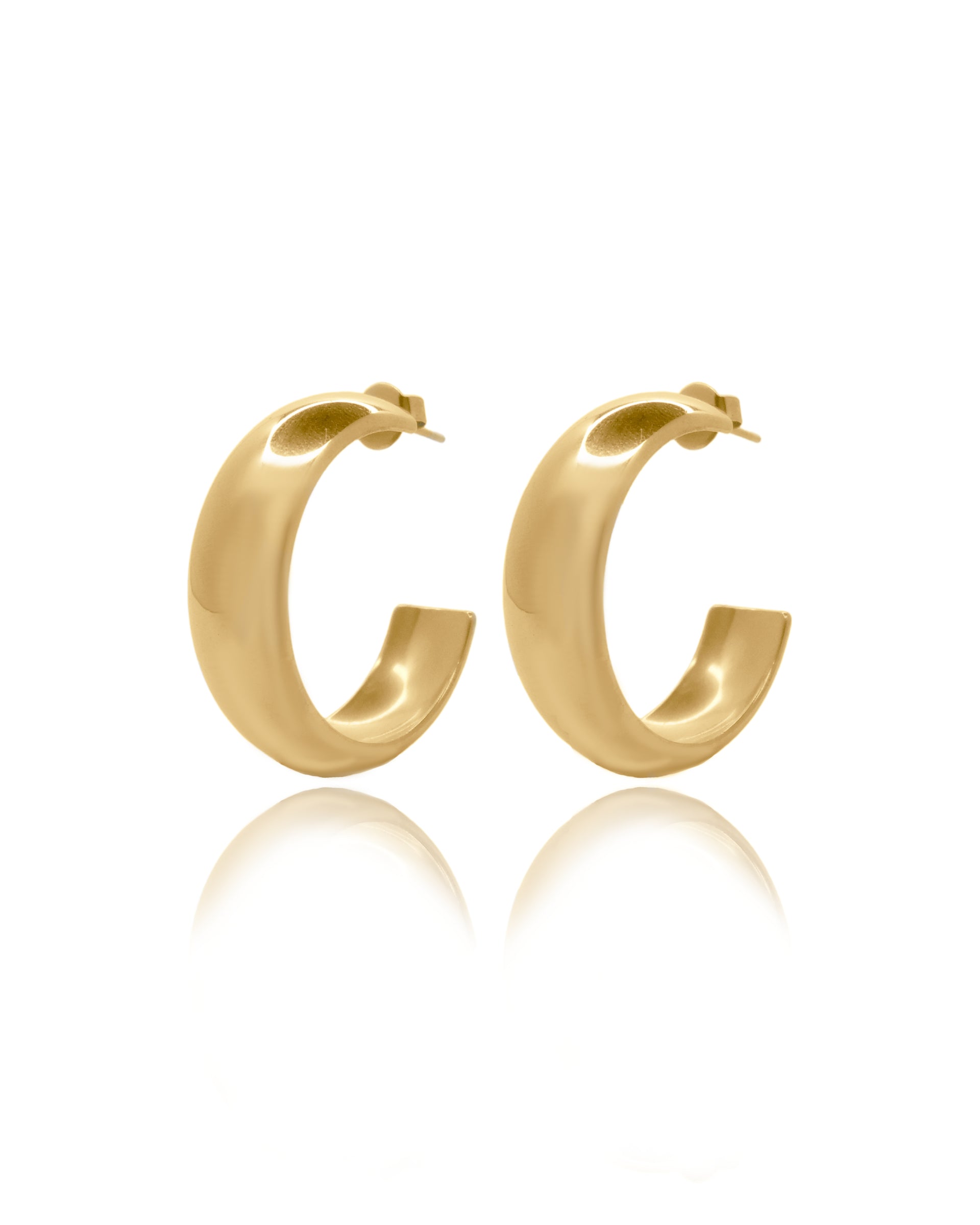 Armani C Shaped Chunky Gold Hoop Earrings
