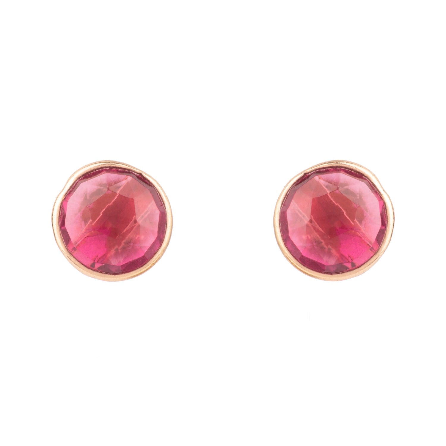 Medium Circle Stud Earrings Rosegold Pink Tourmaline