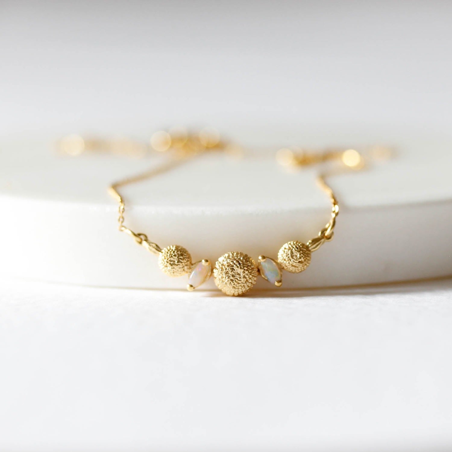 Dahlia Opal Necklace -Gold