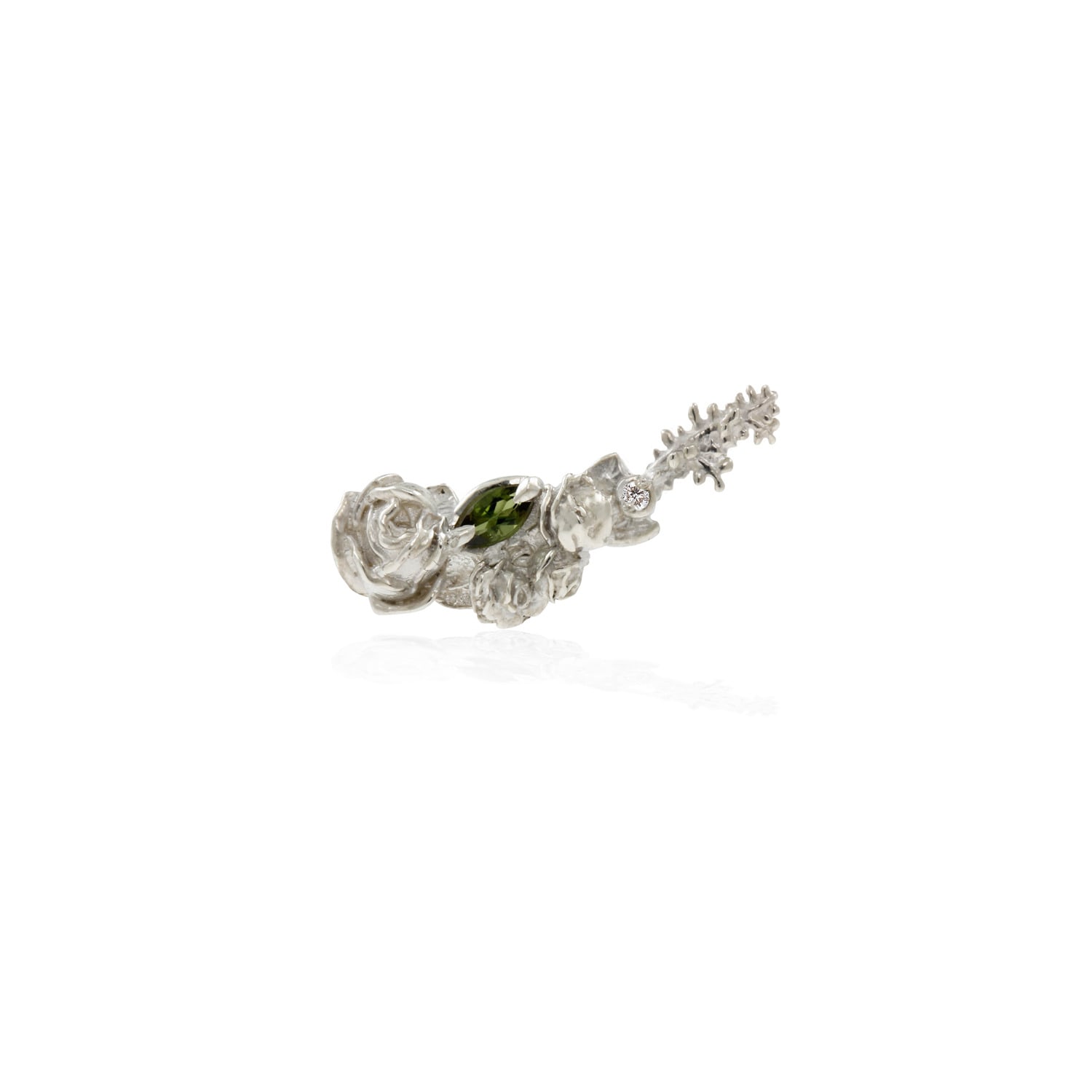 Rose Diamond & Tourmaline Climber Earring Single - Silver