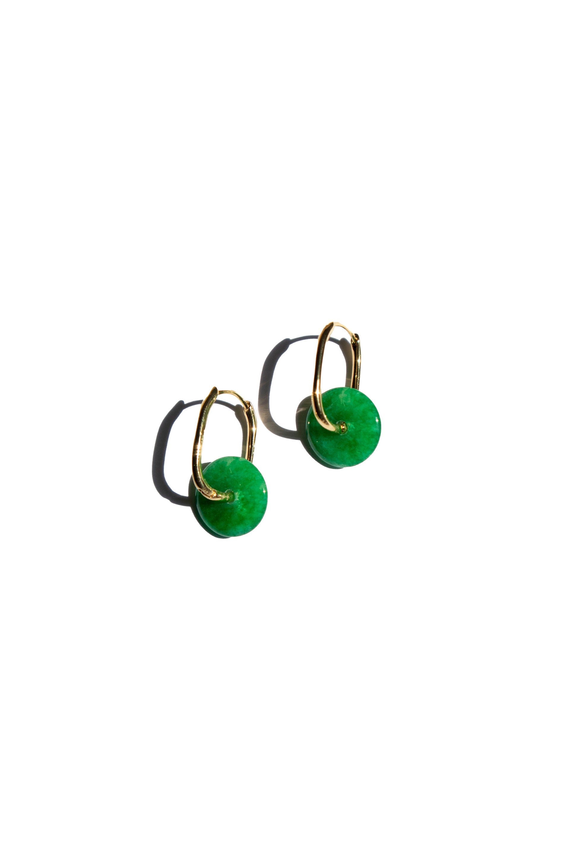 Willow Green Jade Stone Hoop Earrings