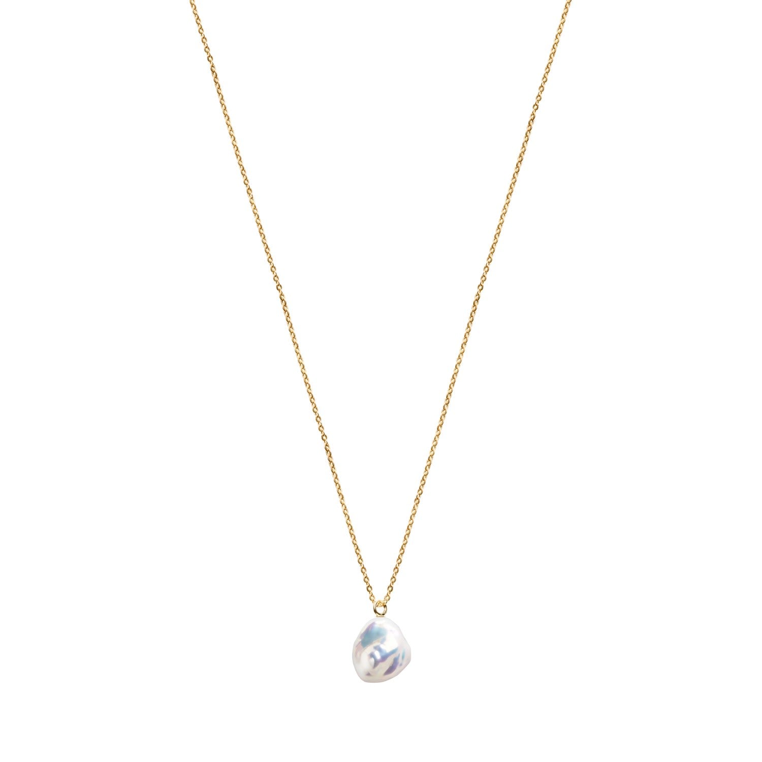 Mermaid Keshi Pearl Fine Chain Necklace - Solid 9Ct Gold