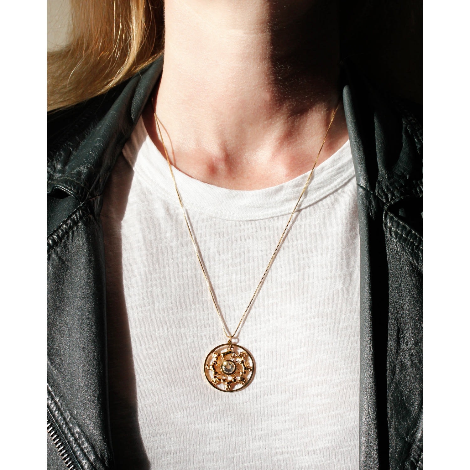 Wild Horses Topaz Medallion Necklace - Gold