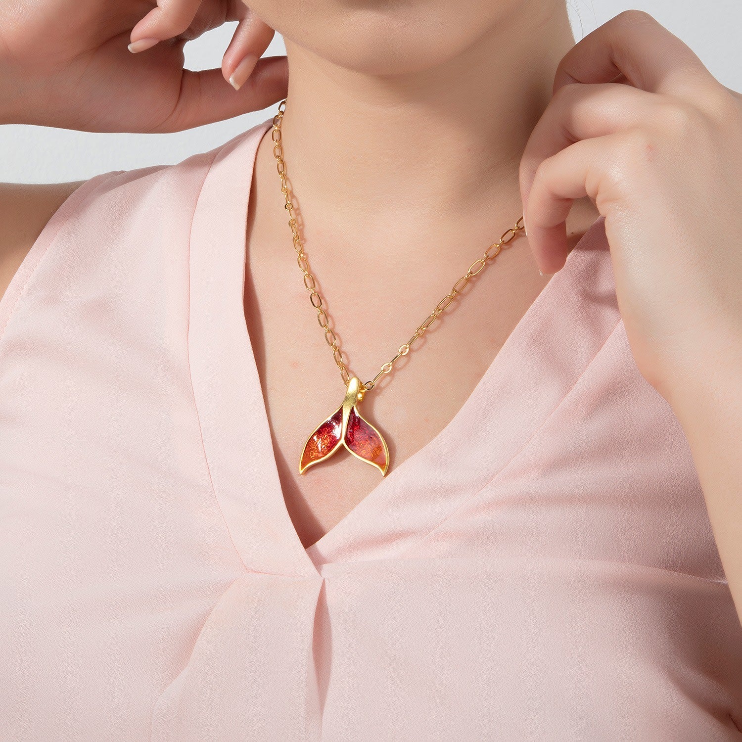 Orange Whale Tail Necklace