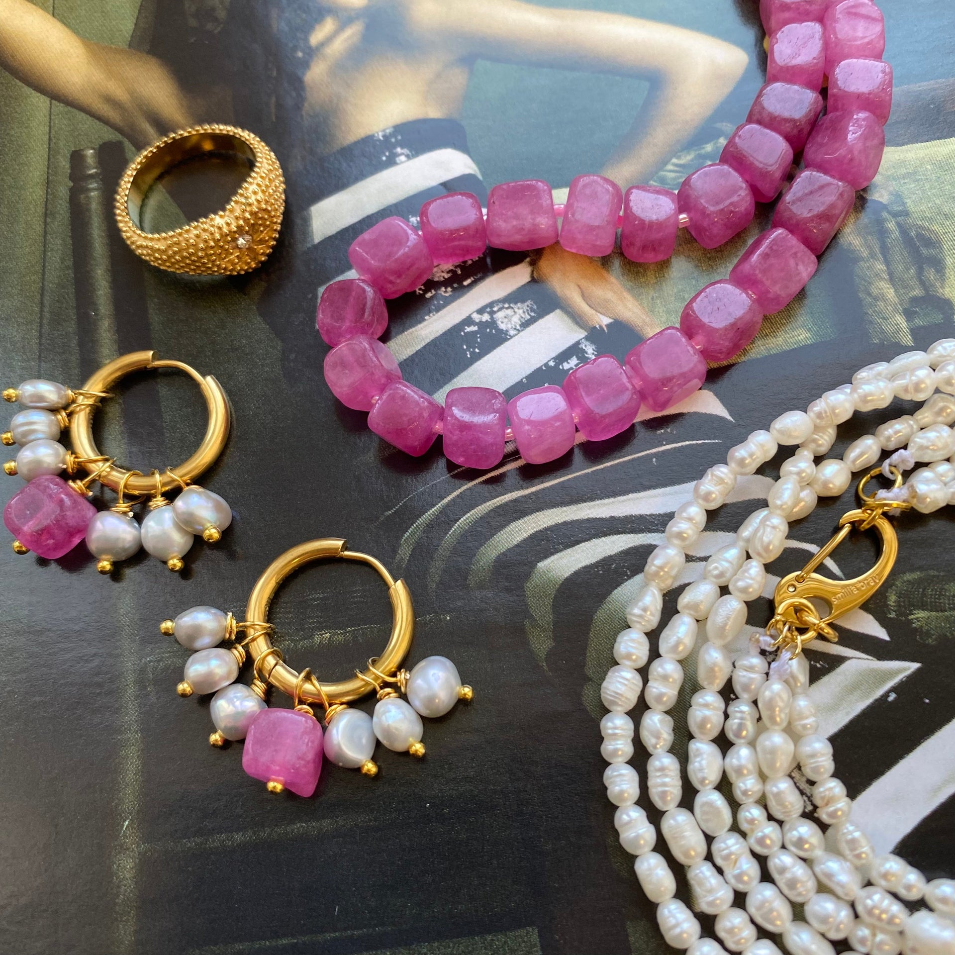 Pearl Jade Hoop Earrings Brenda