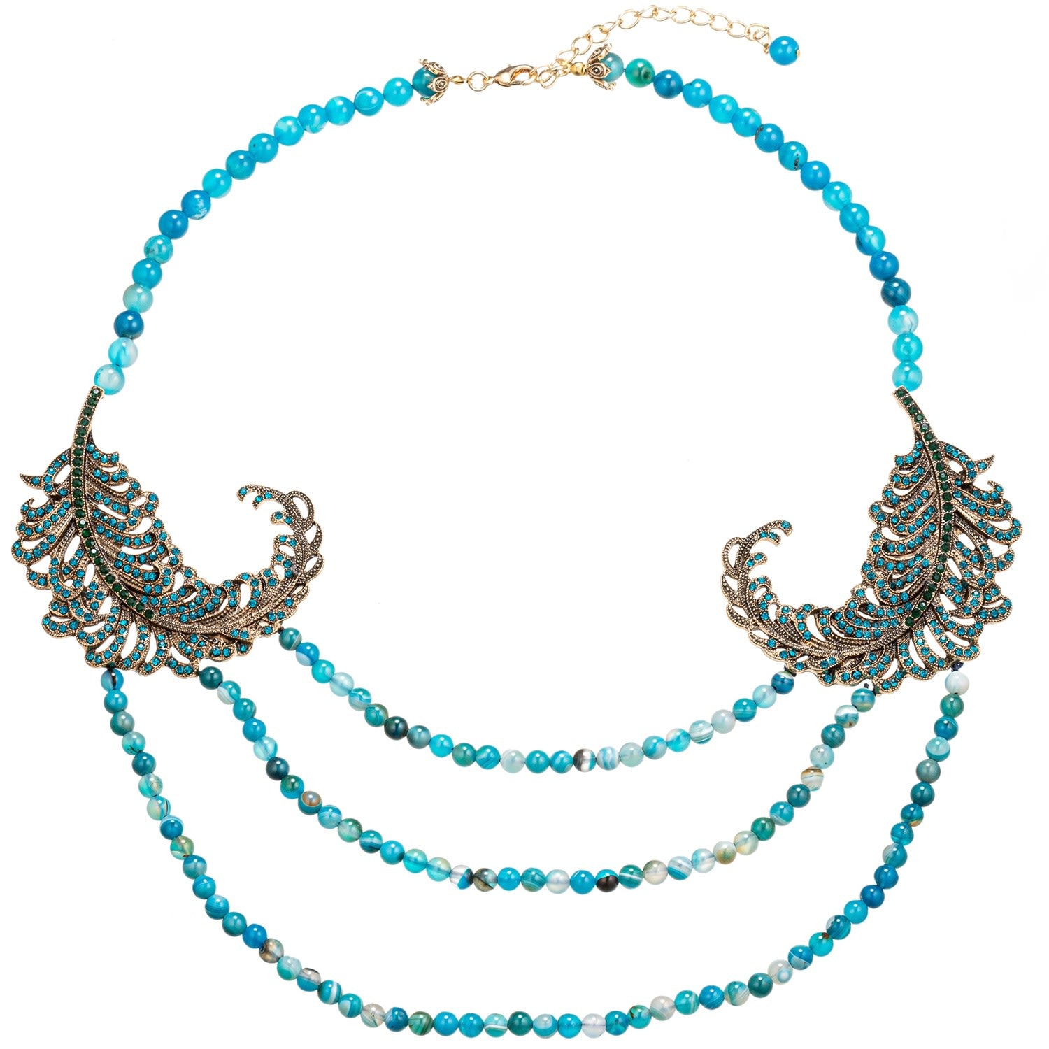Gabriela Agate Peacock Beaded Necklace