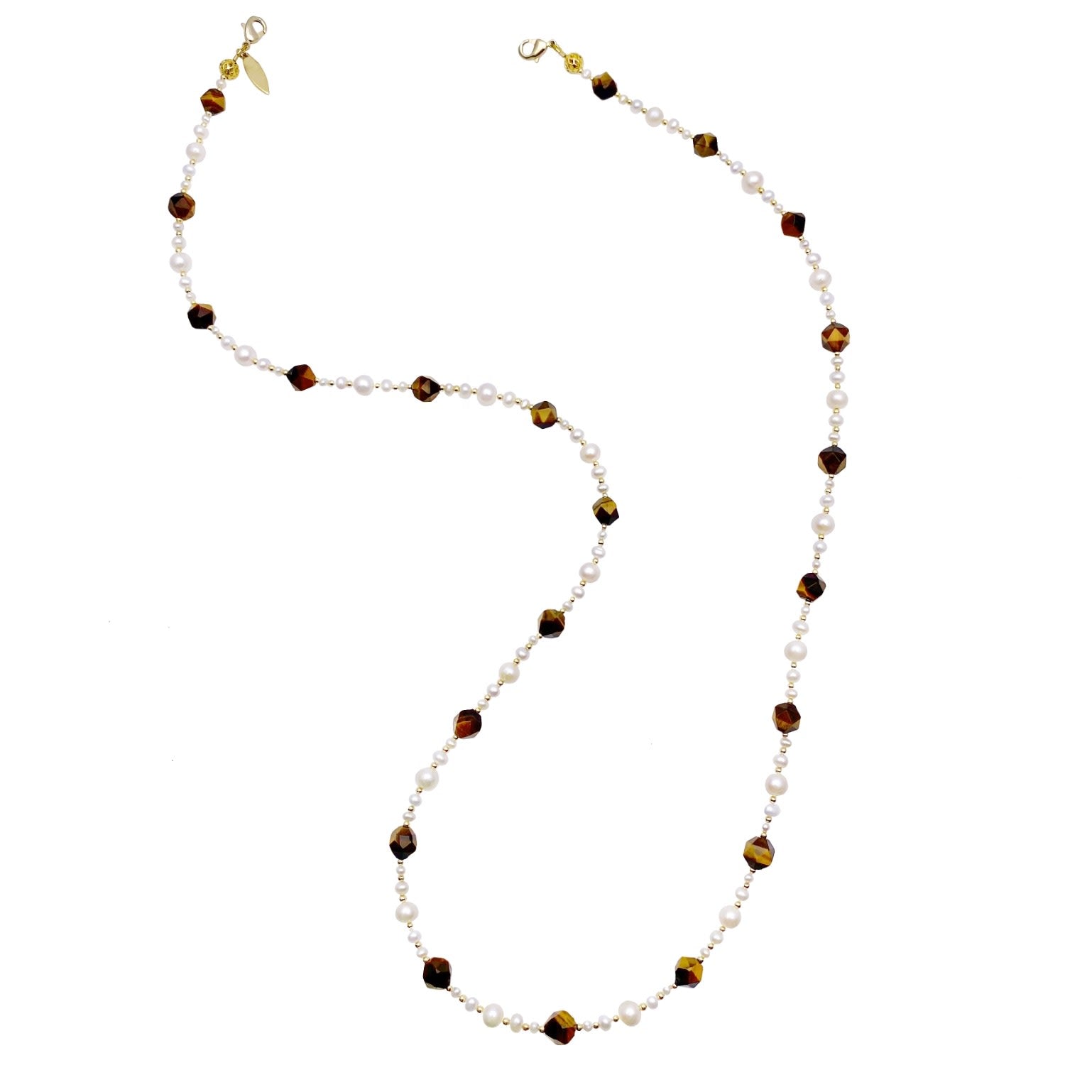 Removable Freshwater Pearls & Tiger Eye Glasses Chain