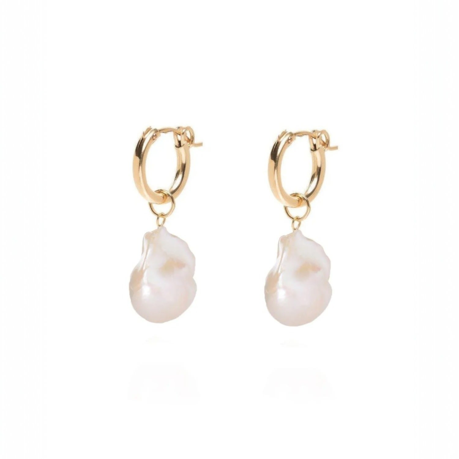 Gaia Baroque Pearl Gold Hoops