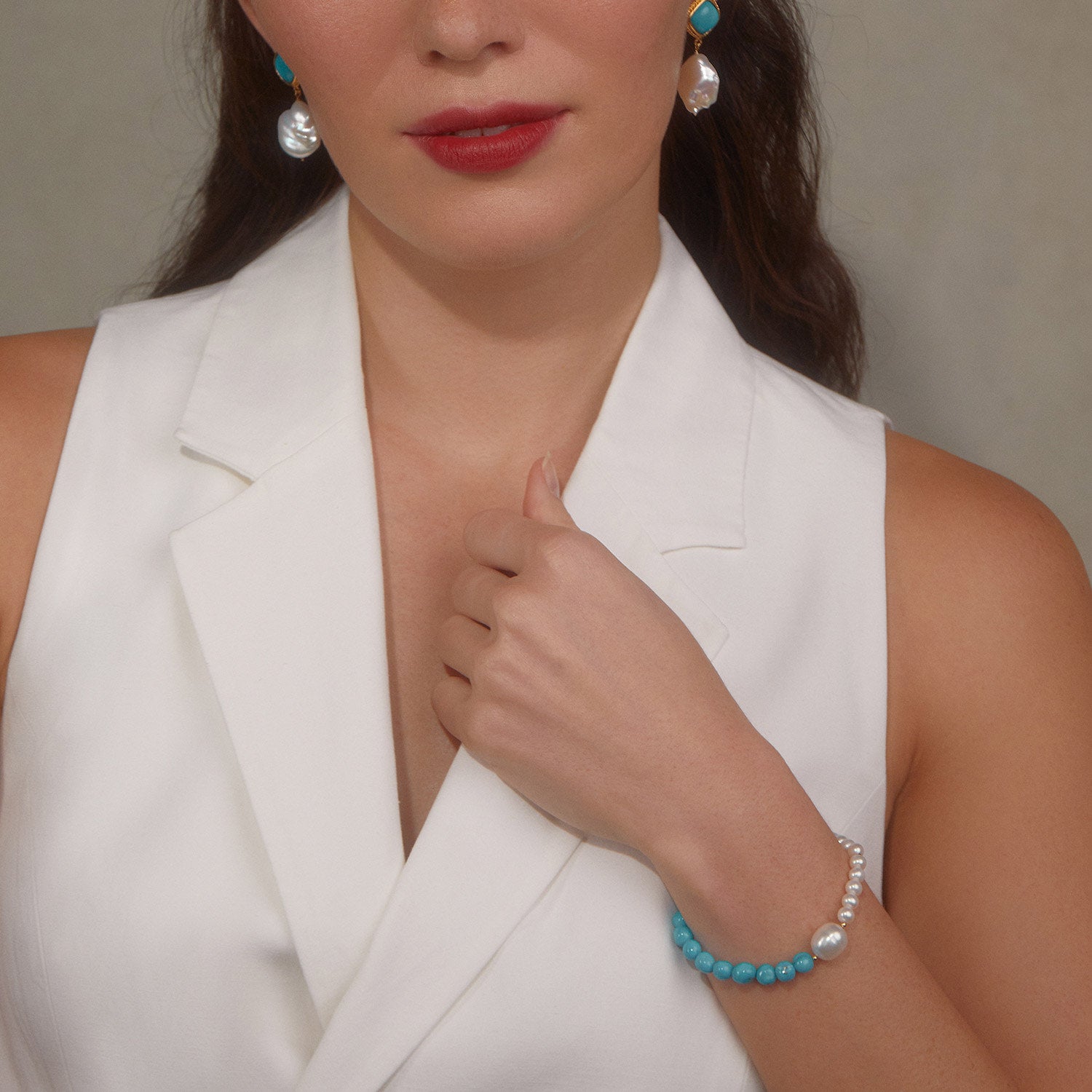 Gaia Bracelet With Pearls And Turquoise