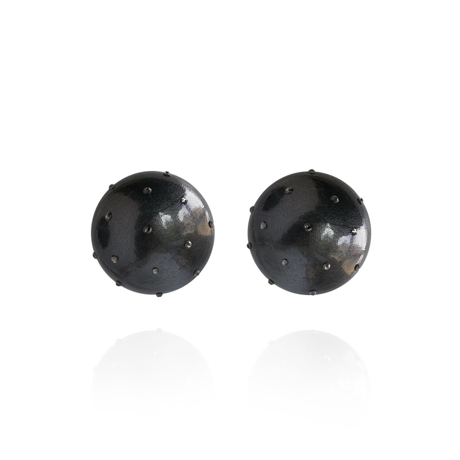 Gaia Midi Crystal Earrings In Black Coral