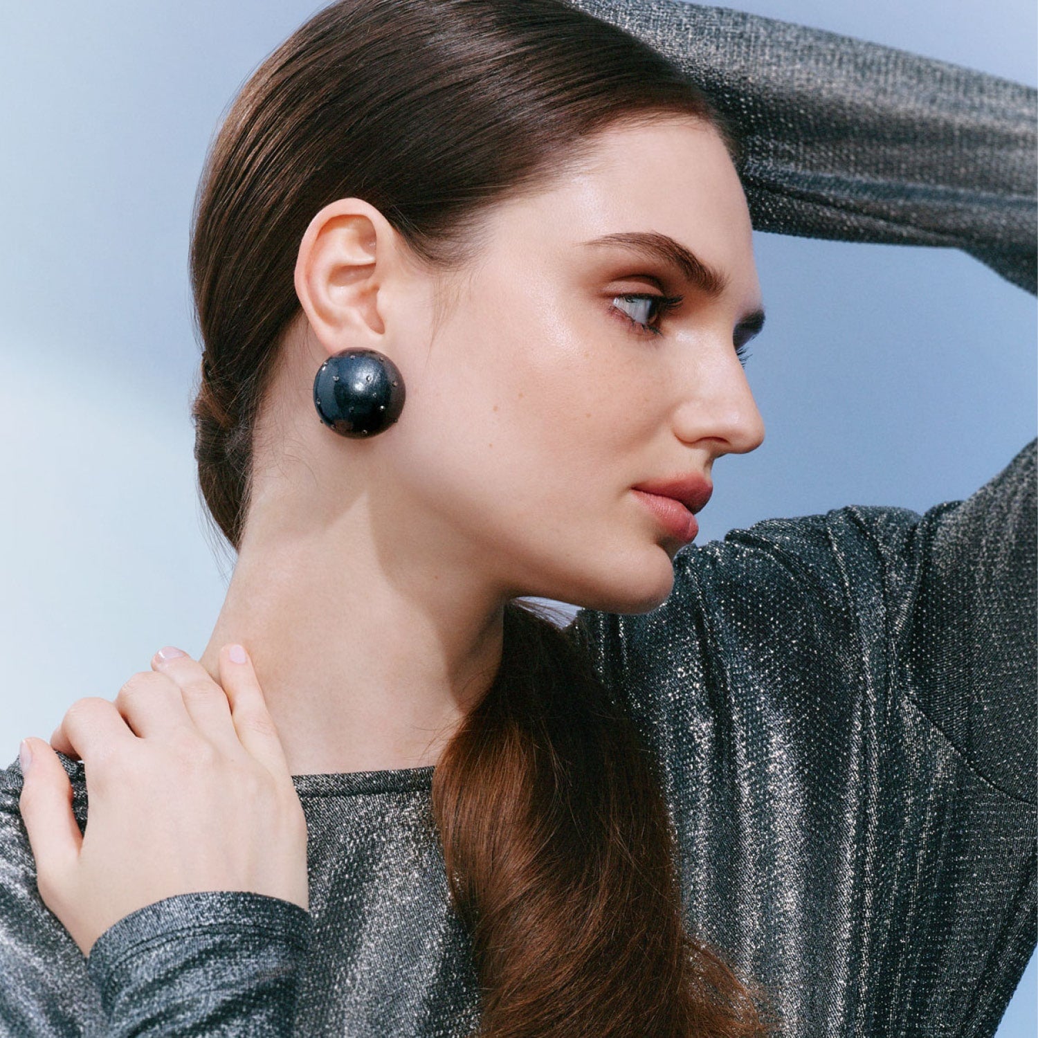 Gaia Midi Crystal Earrings In Black Coral