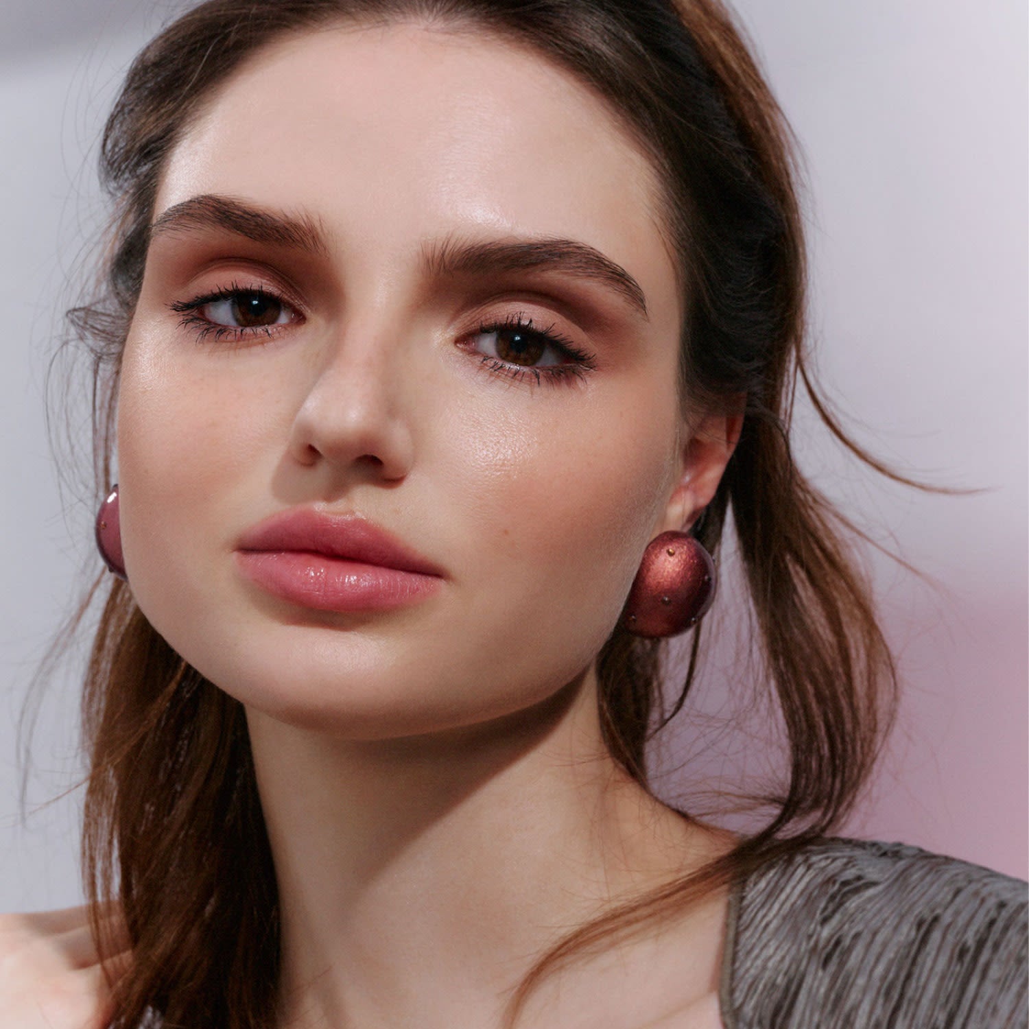 Gaia Midi Crystal Earrings In Chocolate Cherry