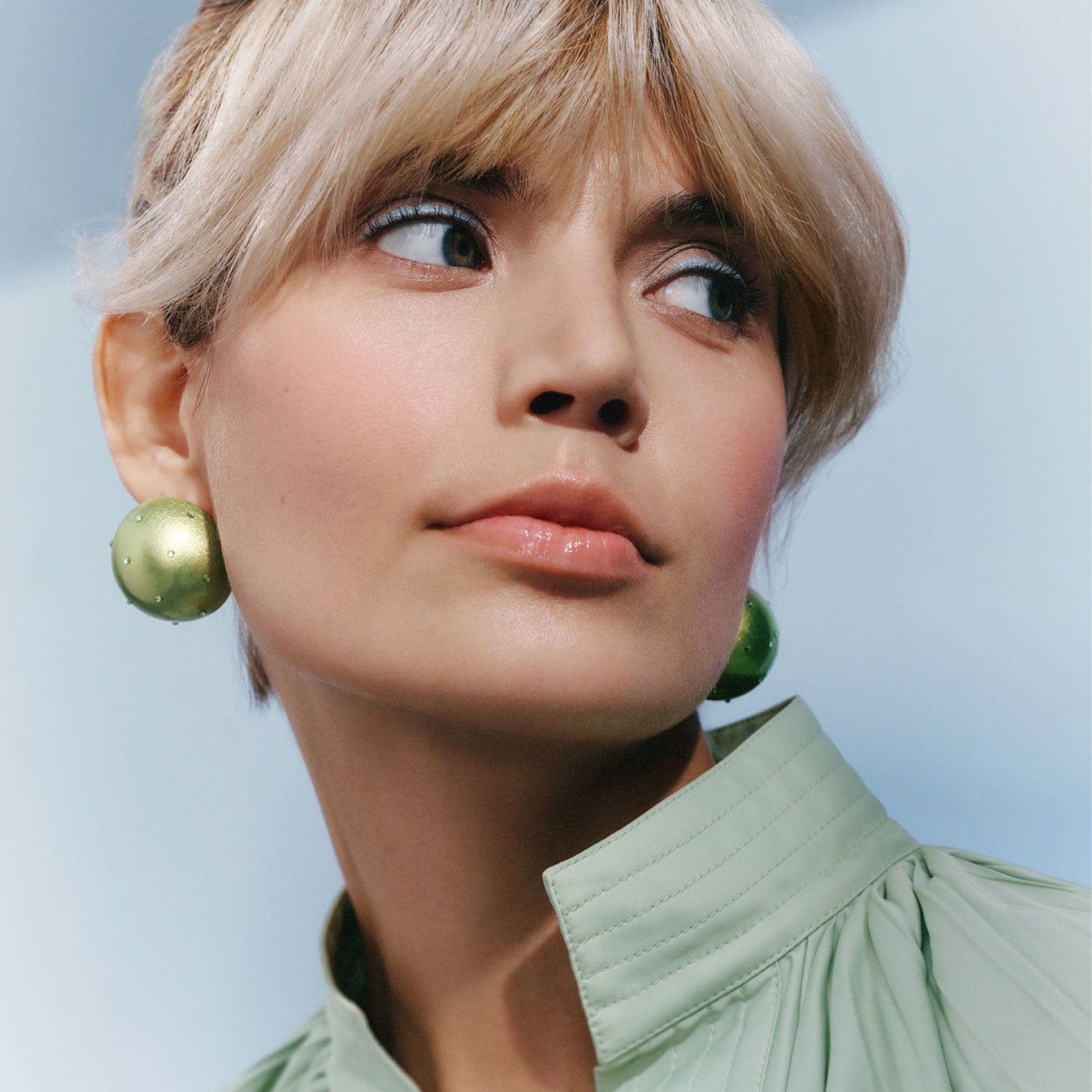 Gaia Midi Crystal Earrings In Lime Twist