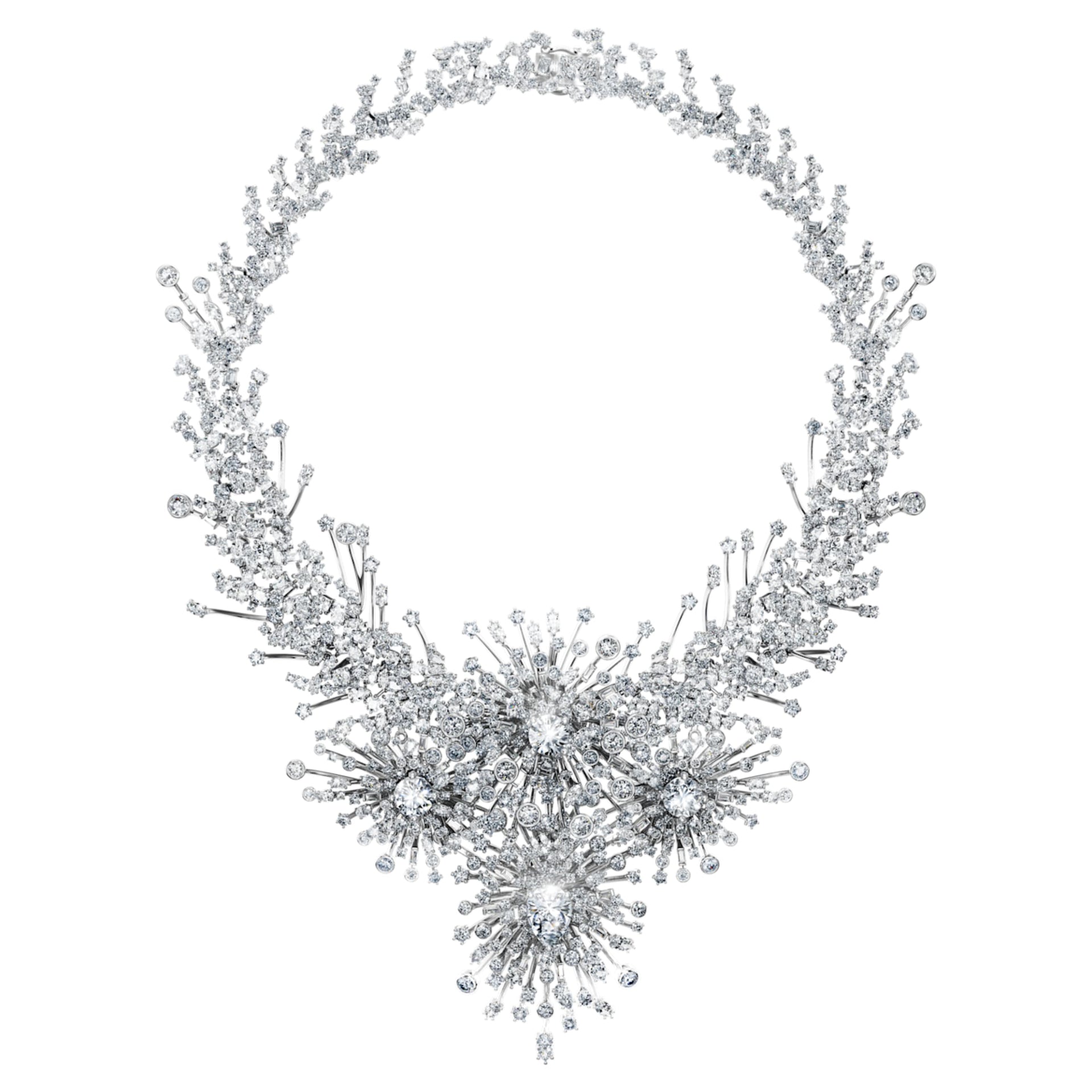 GALAXY NECKLACE LAB GROWN DIAMONDS 156 62 CT TW MIXED SHAPES 18K WHITE GOLD