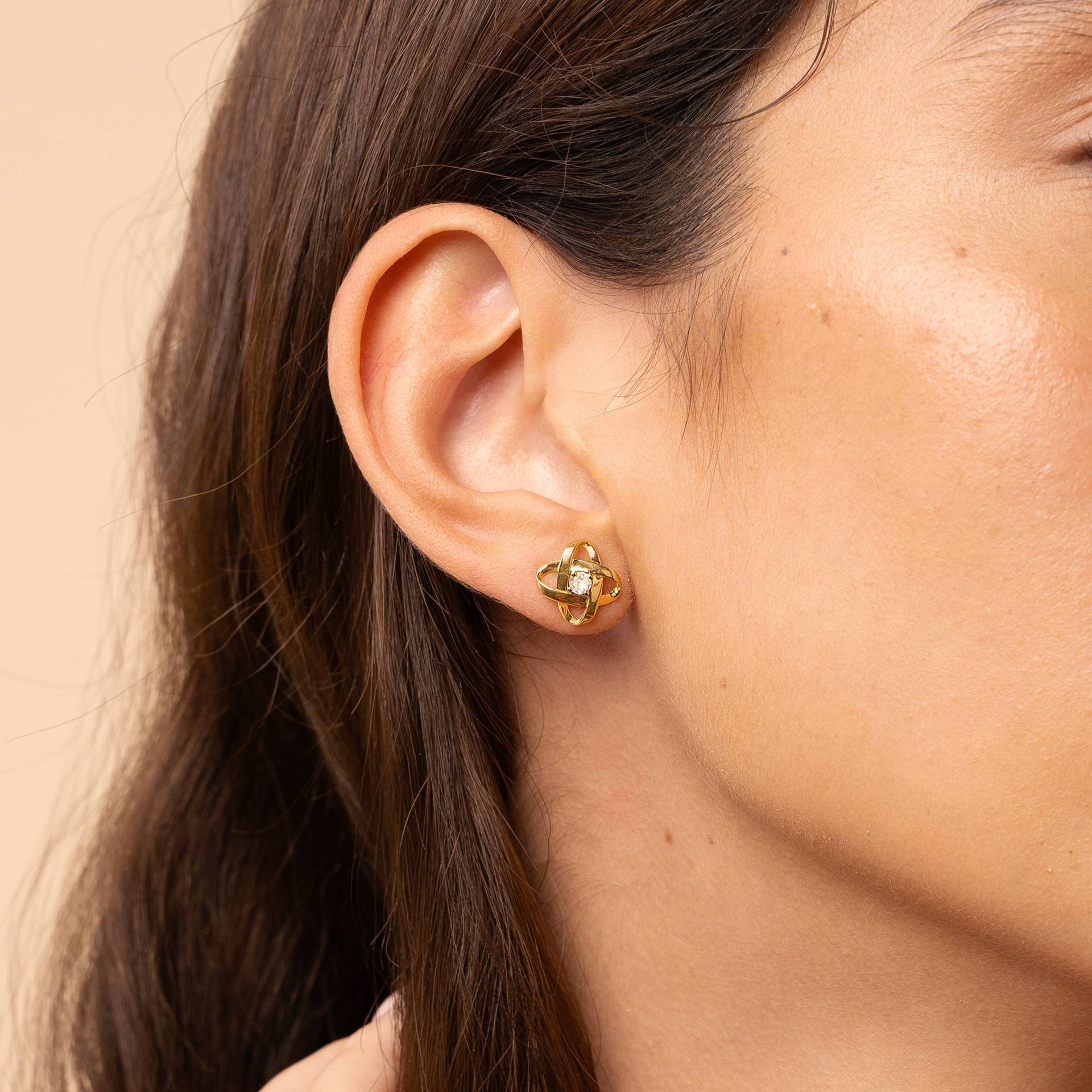 Galaxy Stud Earrings with Cubic Zirconia in 18K Gold Plating