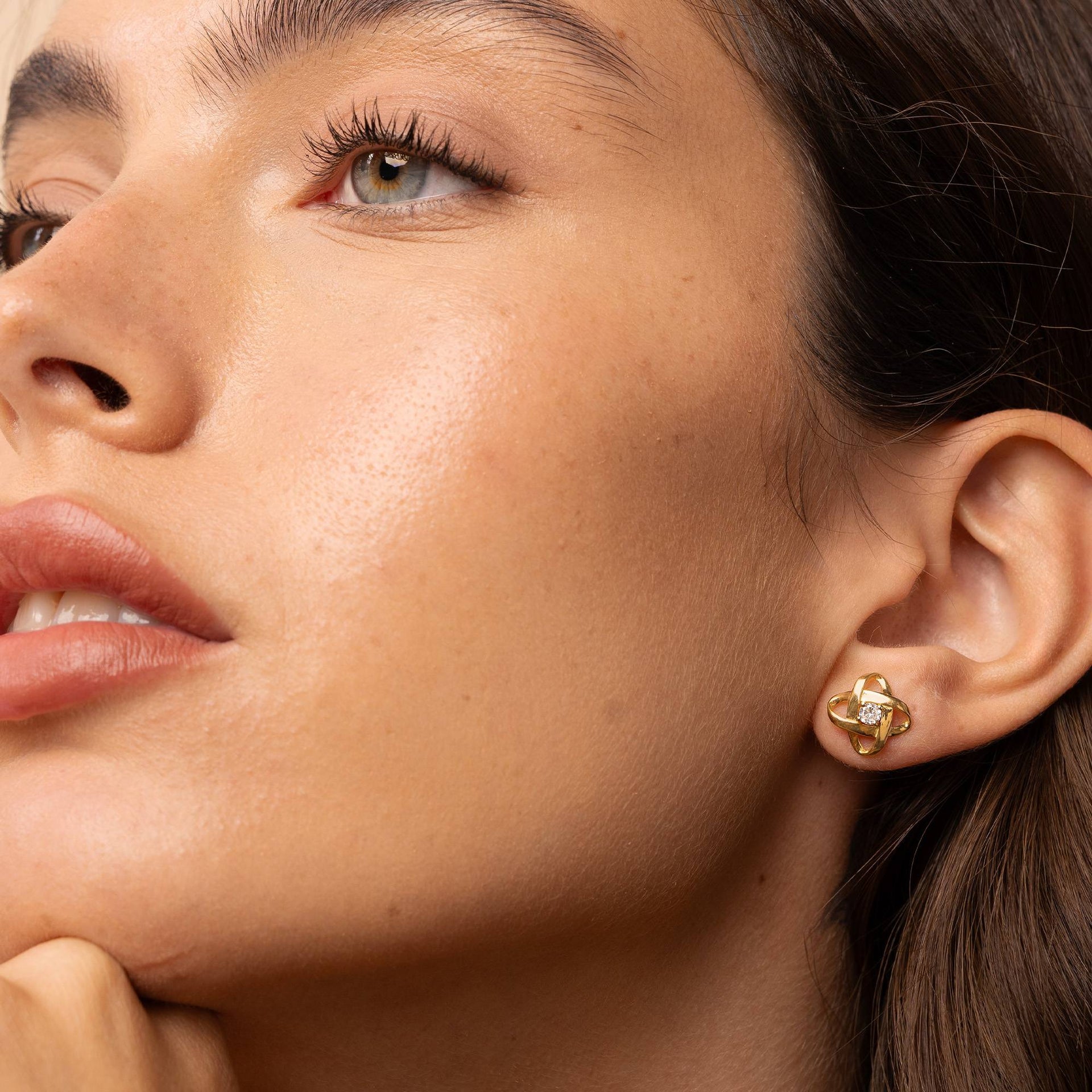 Galaxy Stud Earrings with Cubic Zirconia in 18K Gold Vermeil