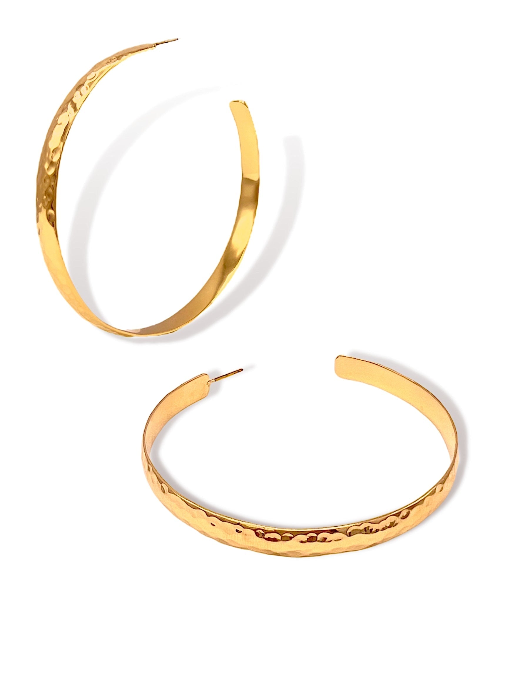 Gold Galilea Textured Hoop Post Earrings