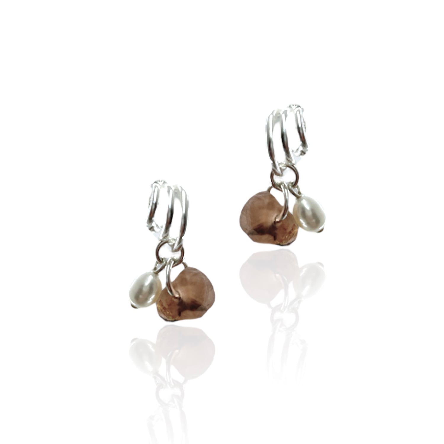 Galton Trio Pearl Hoop Earrings - Mocha Bio-Gems