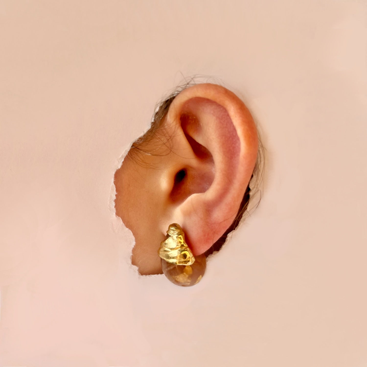 Galvani Gold Blush Bio-Gem Hoops