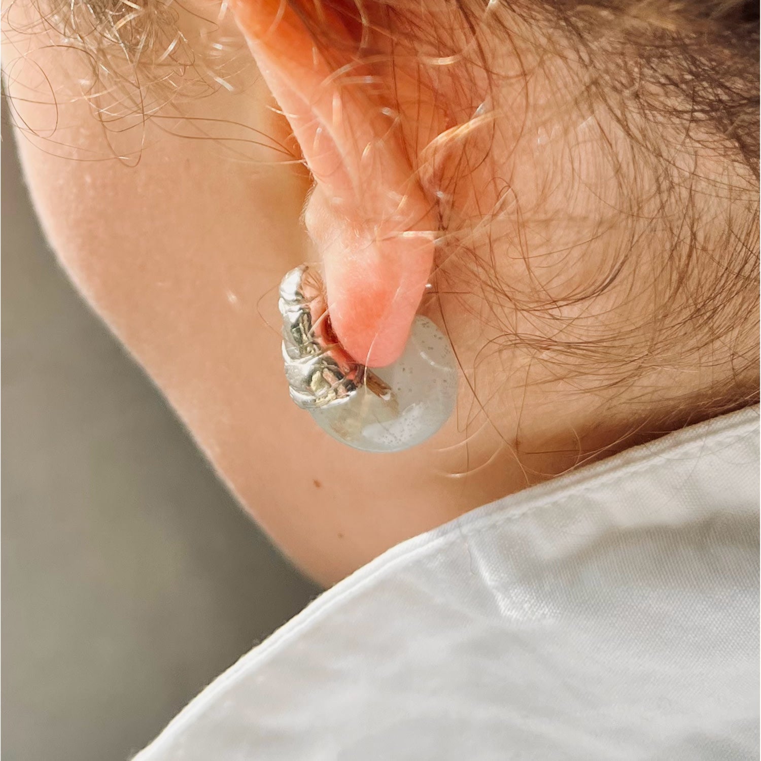 Galvani Silver Frost Bio-Gem Hoops