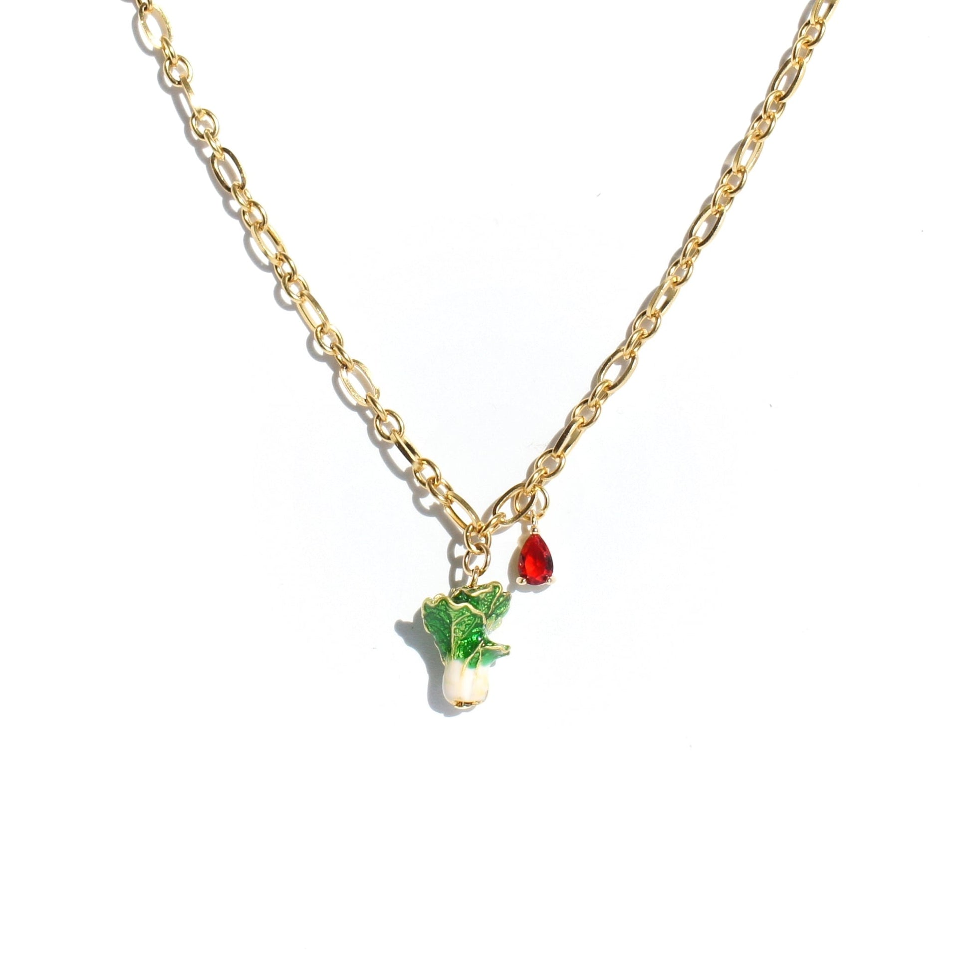 Garden Produce Enamel Cabbage Pendant Necklace