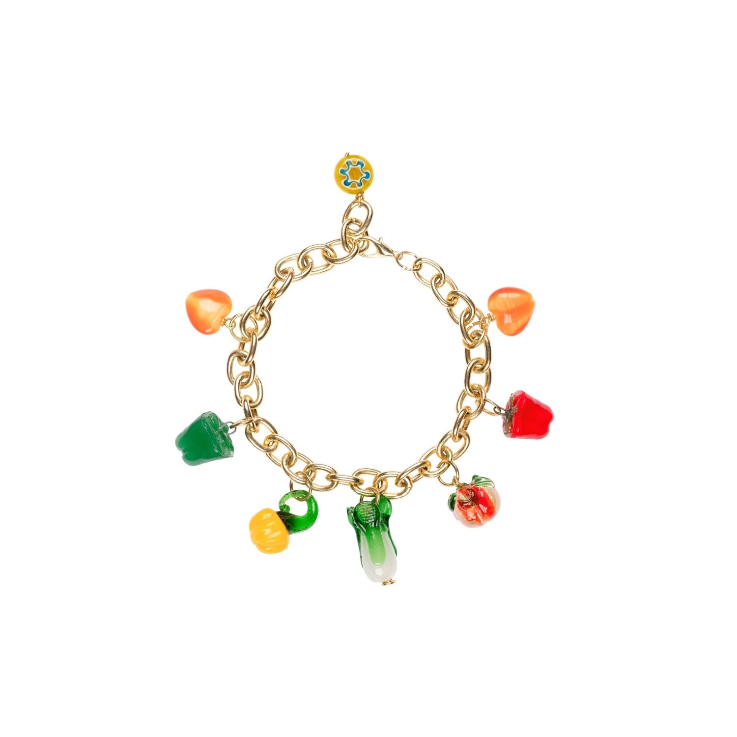 Garden Produce Glass Vegetable Charm Chain Bracelet