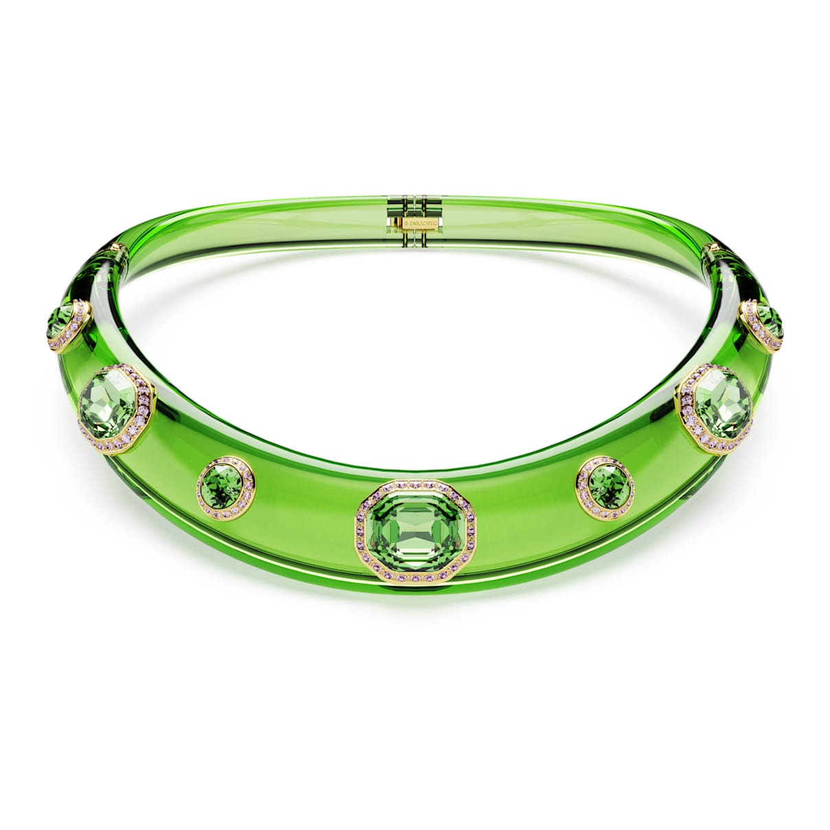 DULCIS CHOKER MIXED CUTS GREEN GOLD TONE PLATED