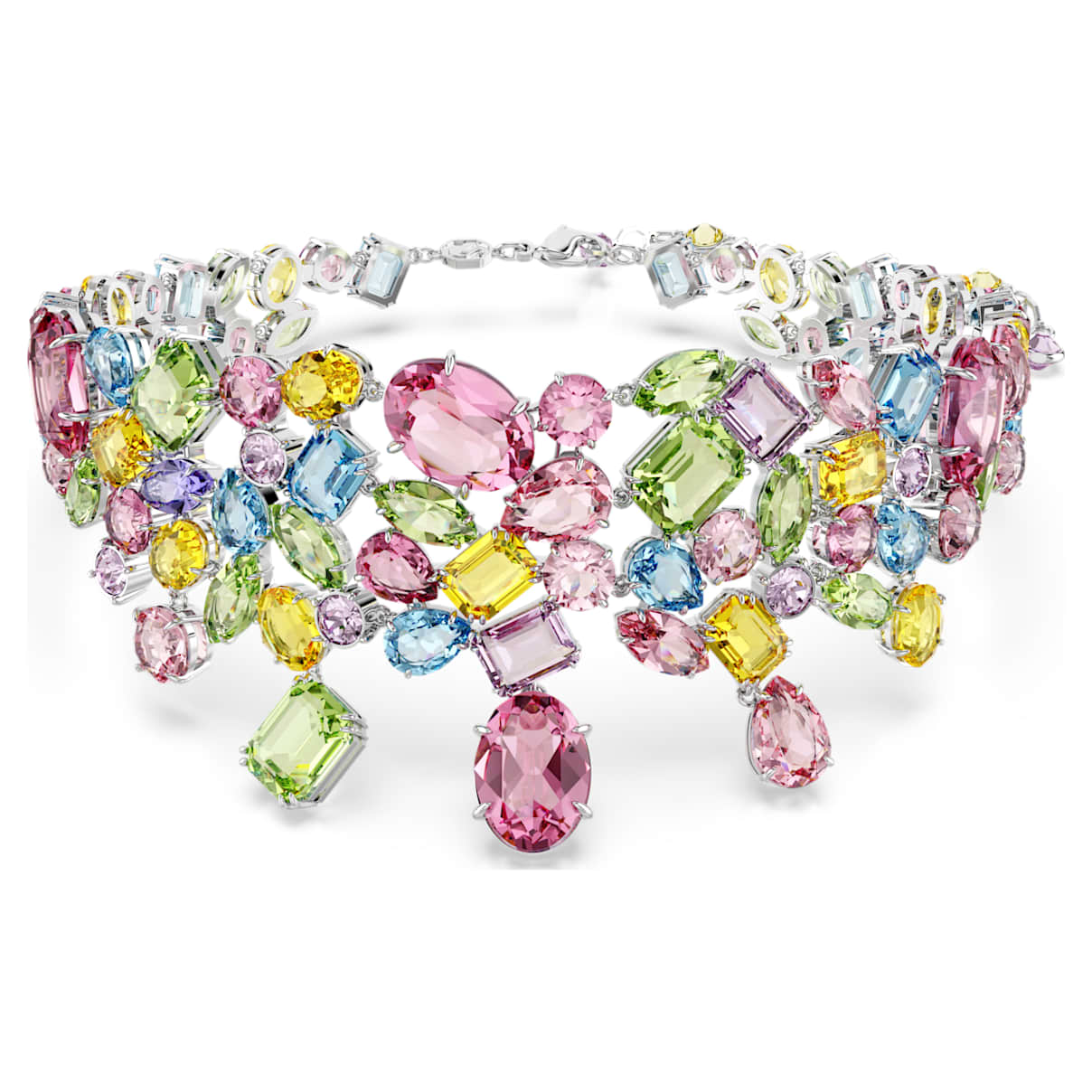 GEMA CHOKER MIXED CUTS MULTICOLORED RHODIUM PLATED