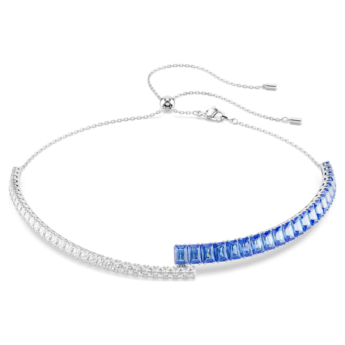 MATRIX CHOKER MIXED CUTS BLUE RHODIUM PLATED