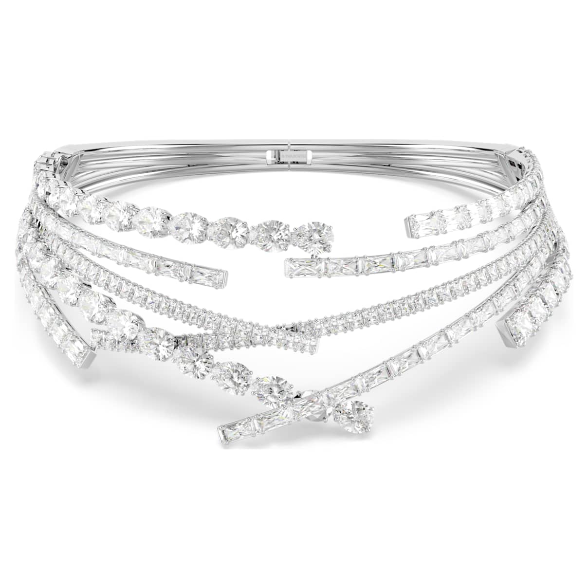 MATRIX CHOKER MIXED CUTS WHITE RHODIUM PLATED