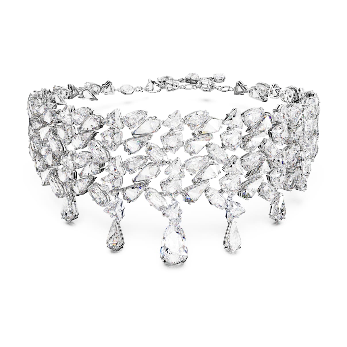 MESMERA CHOKER MIXED CUTS WHITE RHODIUM PLATED