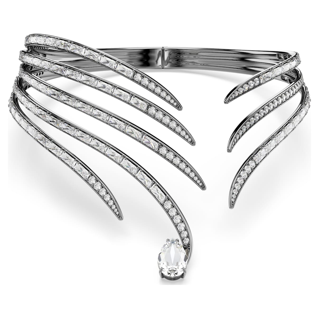 THE VIENNA COLLECTION CHOKER FEATHER WHITE RUTHENIUM PLATED