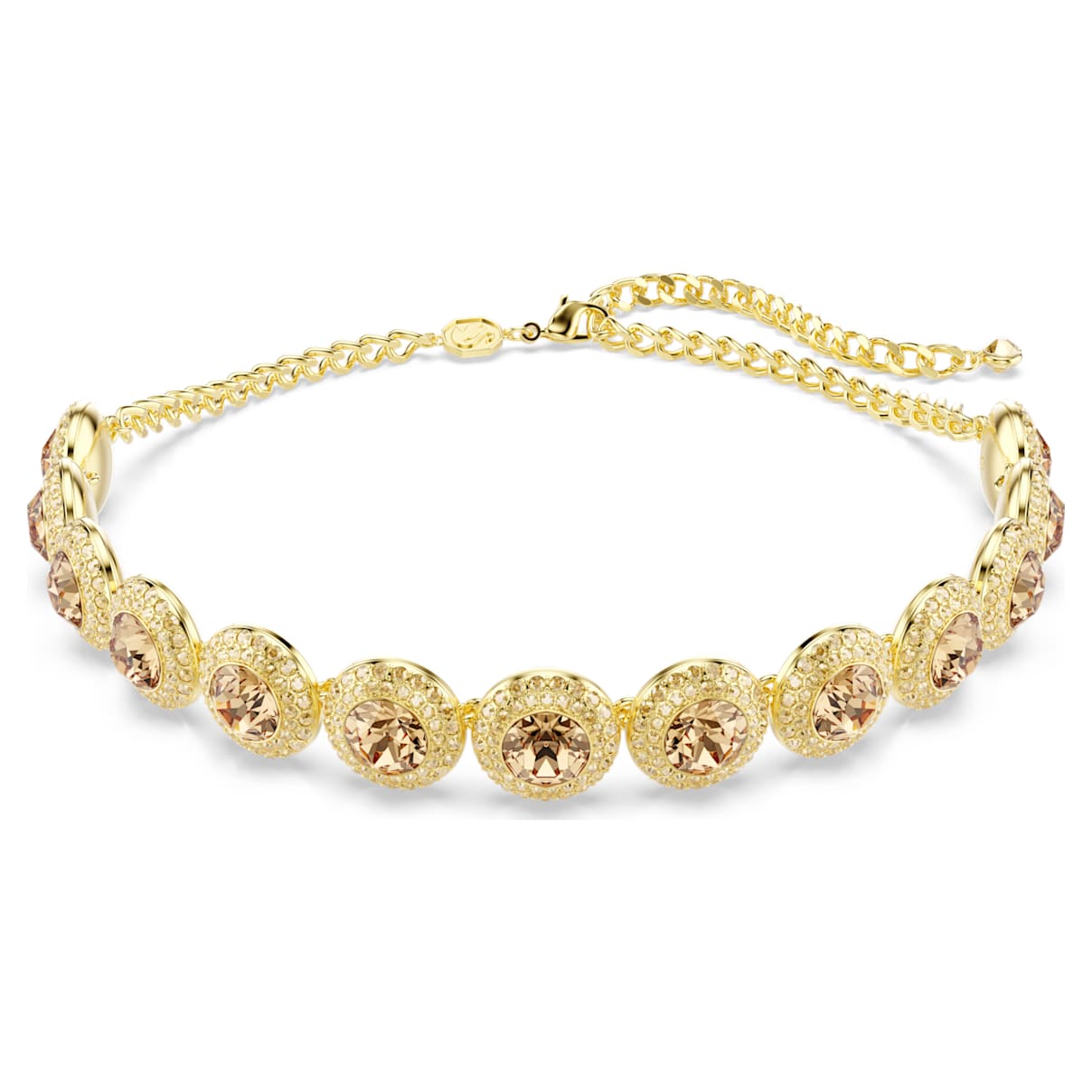 UNA ANGELIC CHOKER ROUND CUT CARAMEL GOLD TONE PLATED