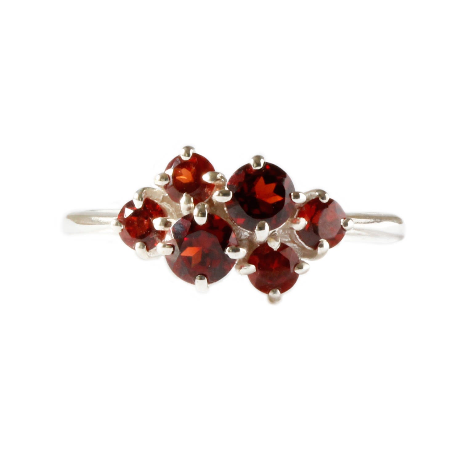 Garnet Cluster Ring - Silver