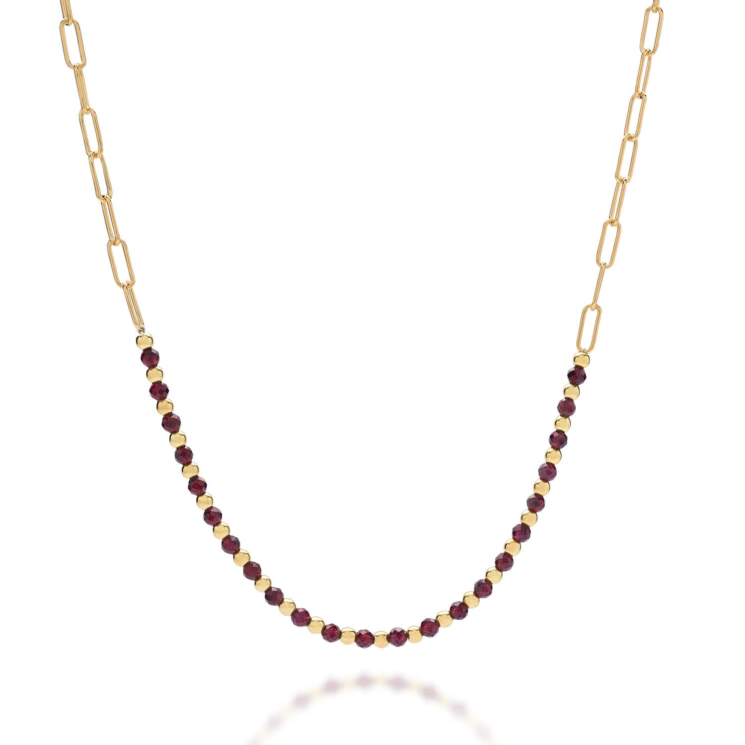 Garnet Gem Shine Necklace Gold Plated Sterling Silver