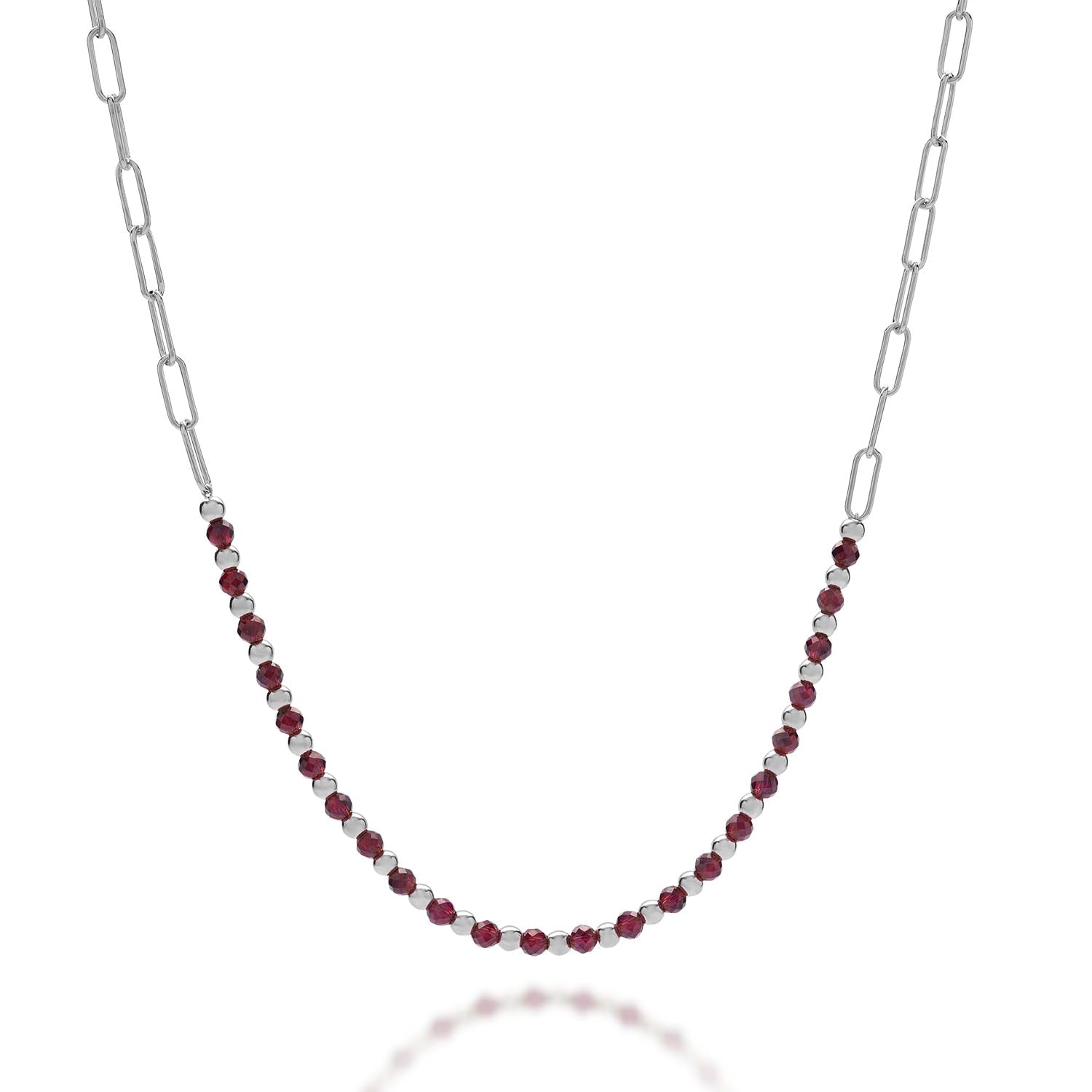 Garnet Gem Shine Necklace Sterling Silver