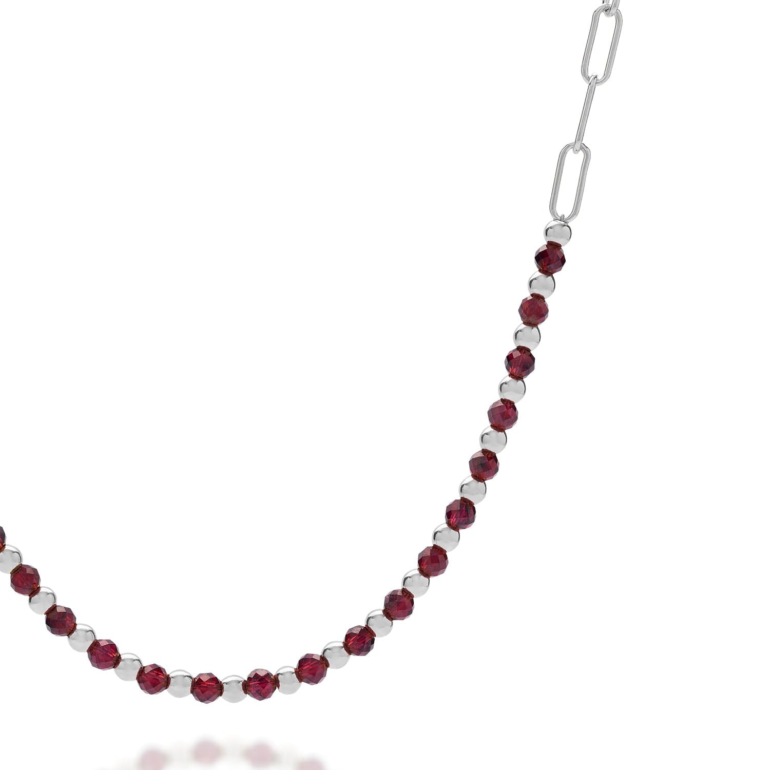 Garnet Gem Shine Necklace Sterling Silver