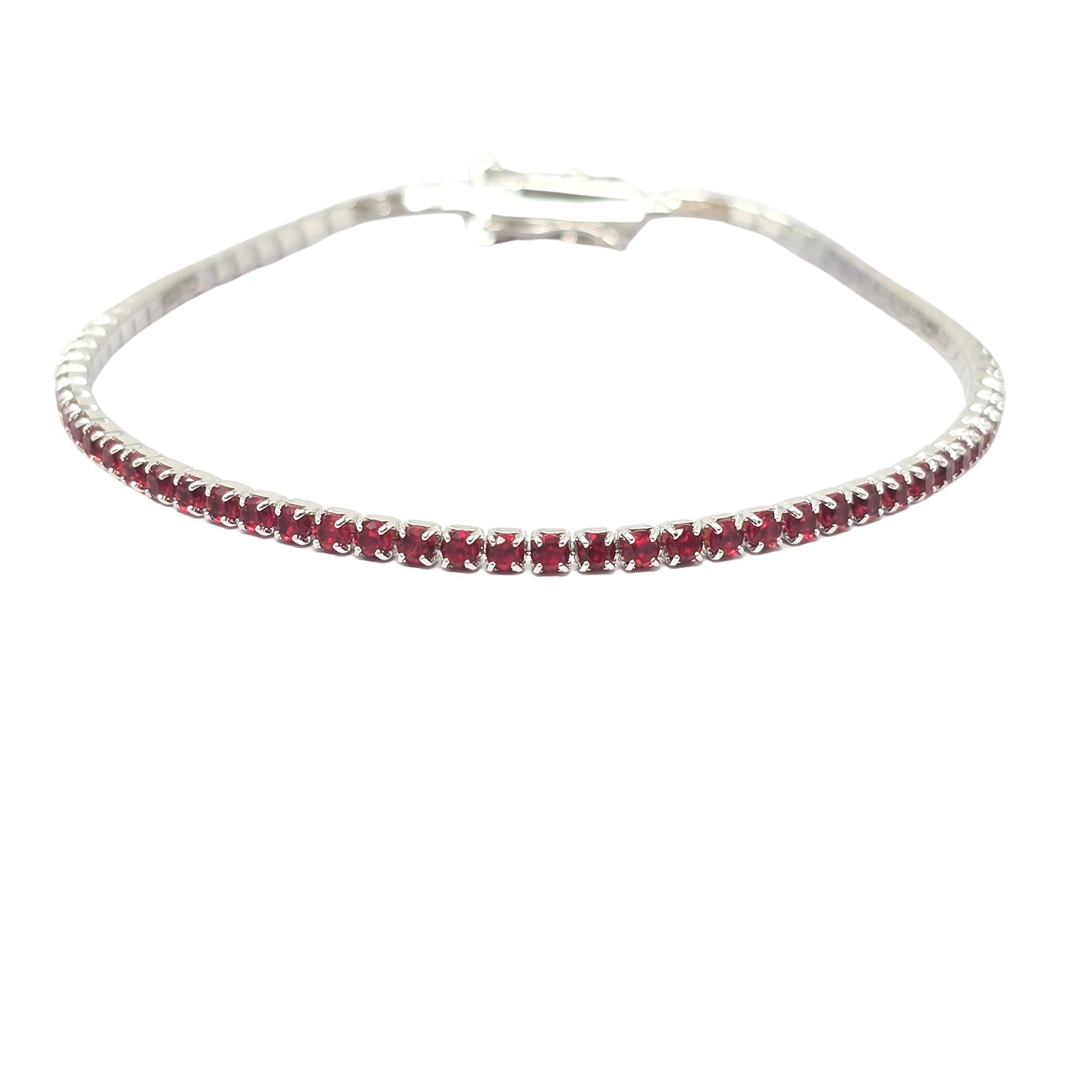 Garnet Gemstone Silver Tennis Bracelet
