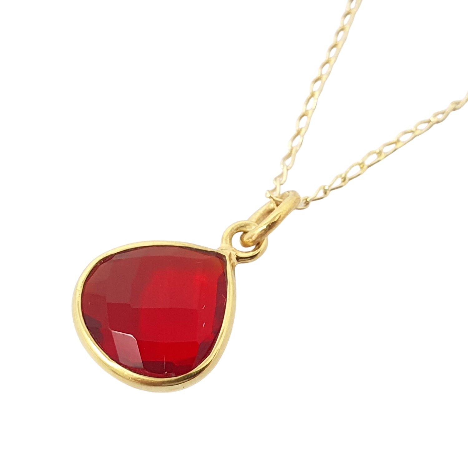 Red Garnet January Birthstone Pendant Charm Necklace