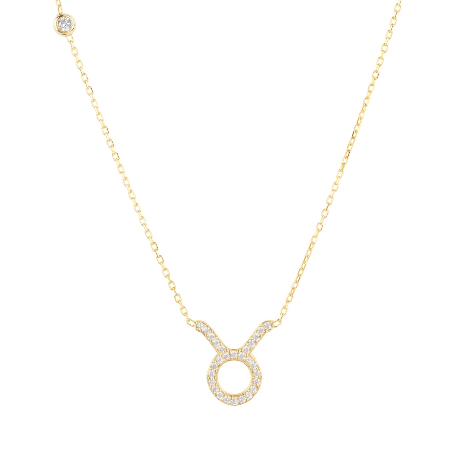 Zodiac Star Sign Pendant Necklace Gold Taurus