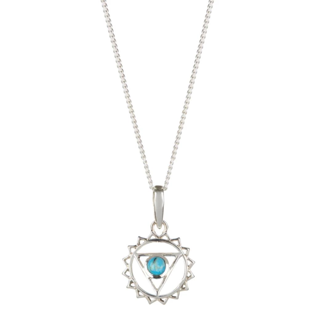 Throat Chakra Silver Necklace - Turquoise