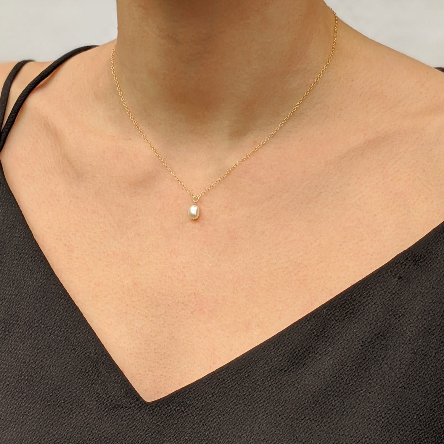 Mini Florence Small Pearl Pendant Gold Filled Necklace