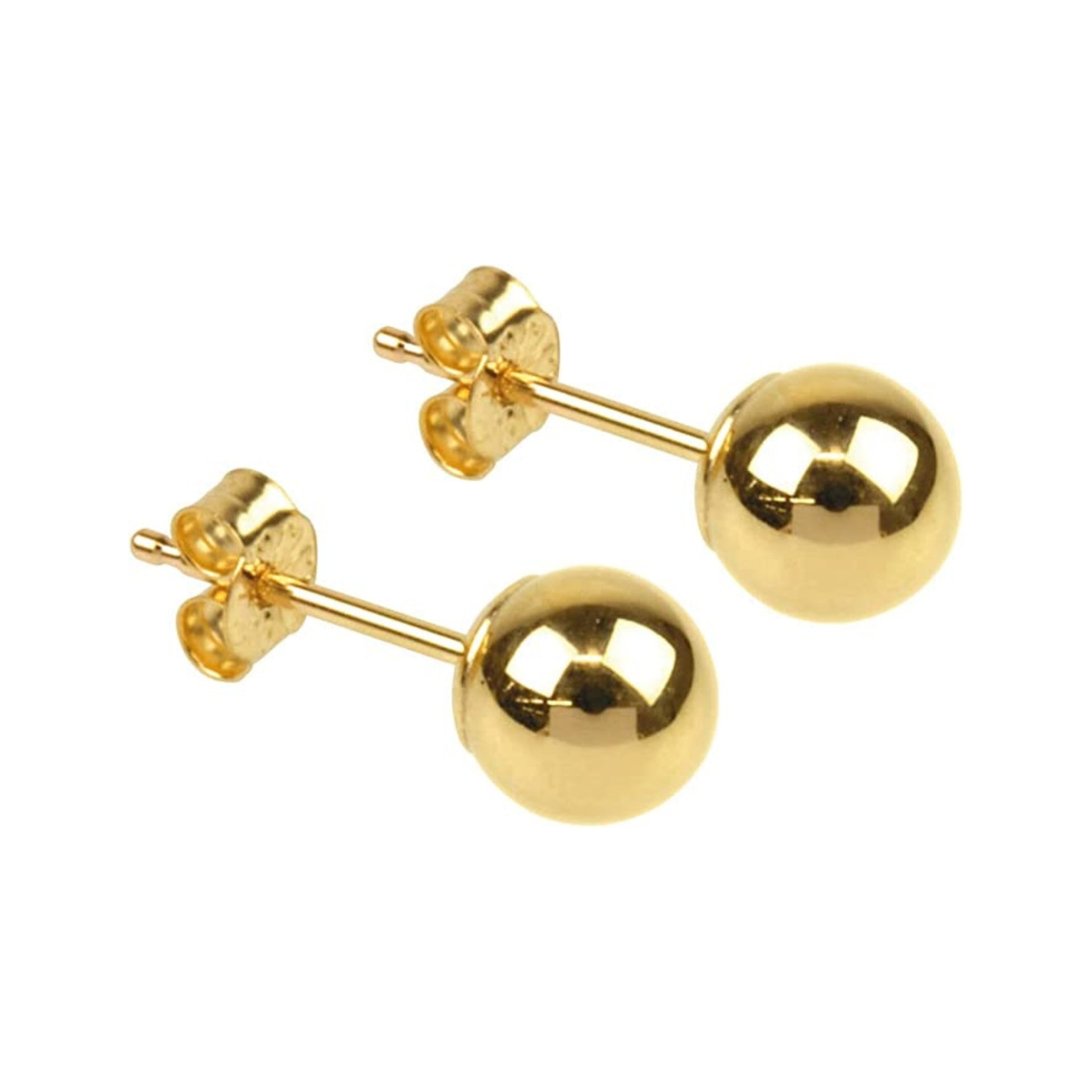 Sterling Silver Ball Sphere Stud Earring - Gold
