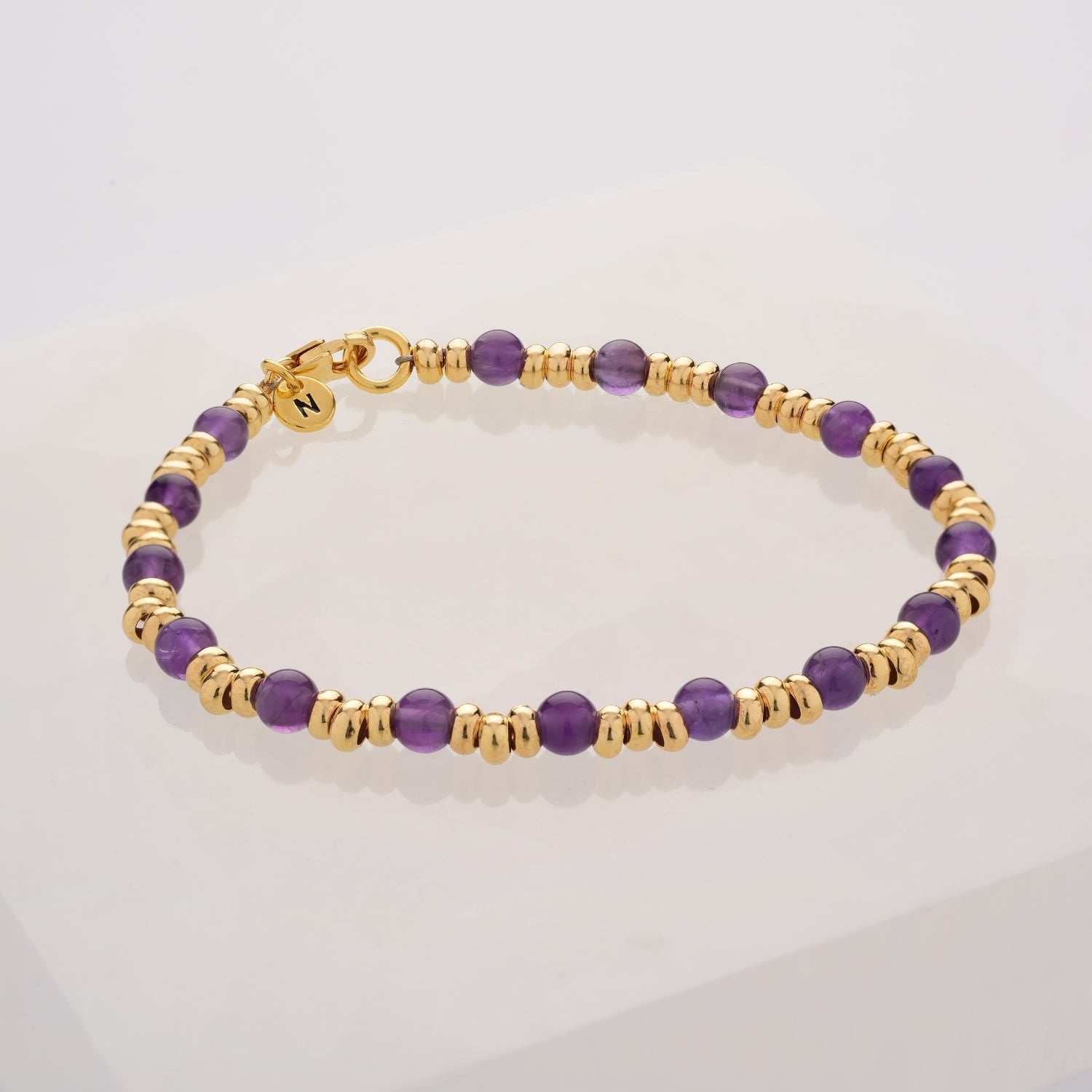 Gem Amethyst Bracelet Birthstone February Gold Plated Sterling Silver