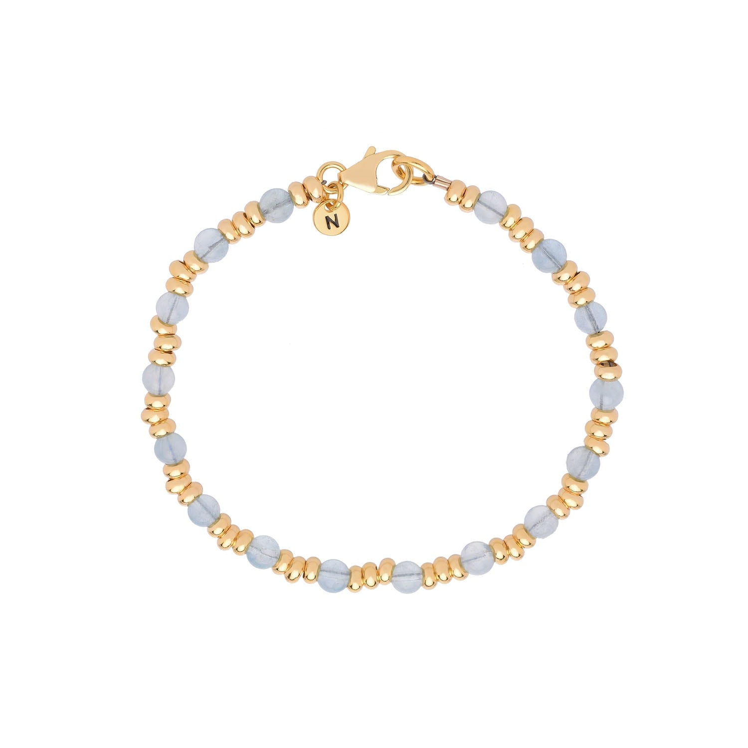 Gem Aquamarine Bracelet Birthstone March Gold Plated Sterling Silver